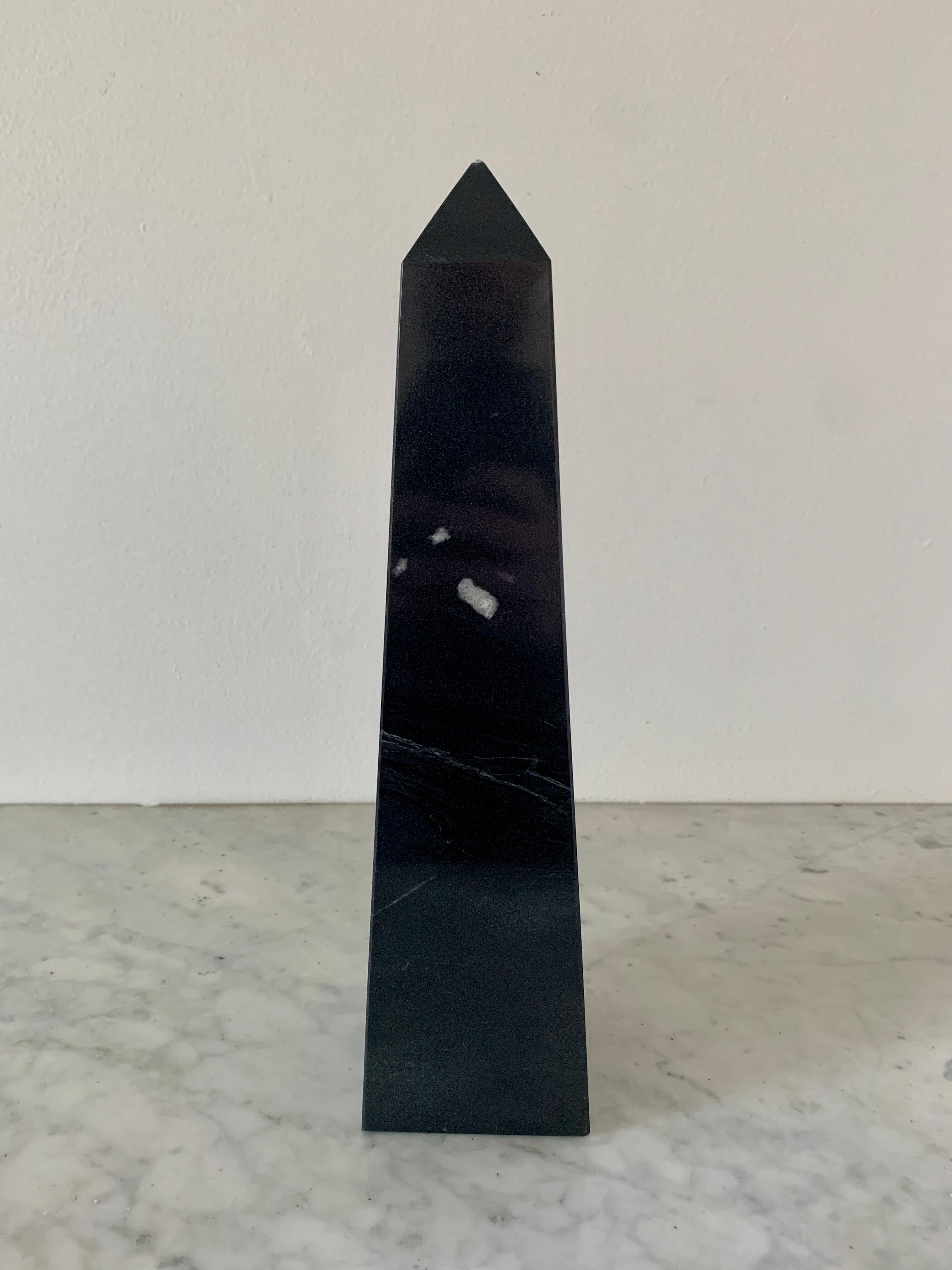 Neoclassical Solid Marble Black and Gray Obelisk For Sale 1