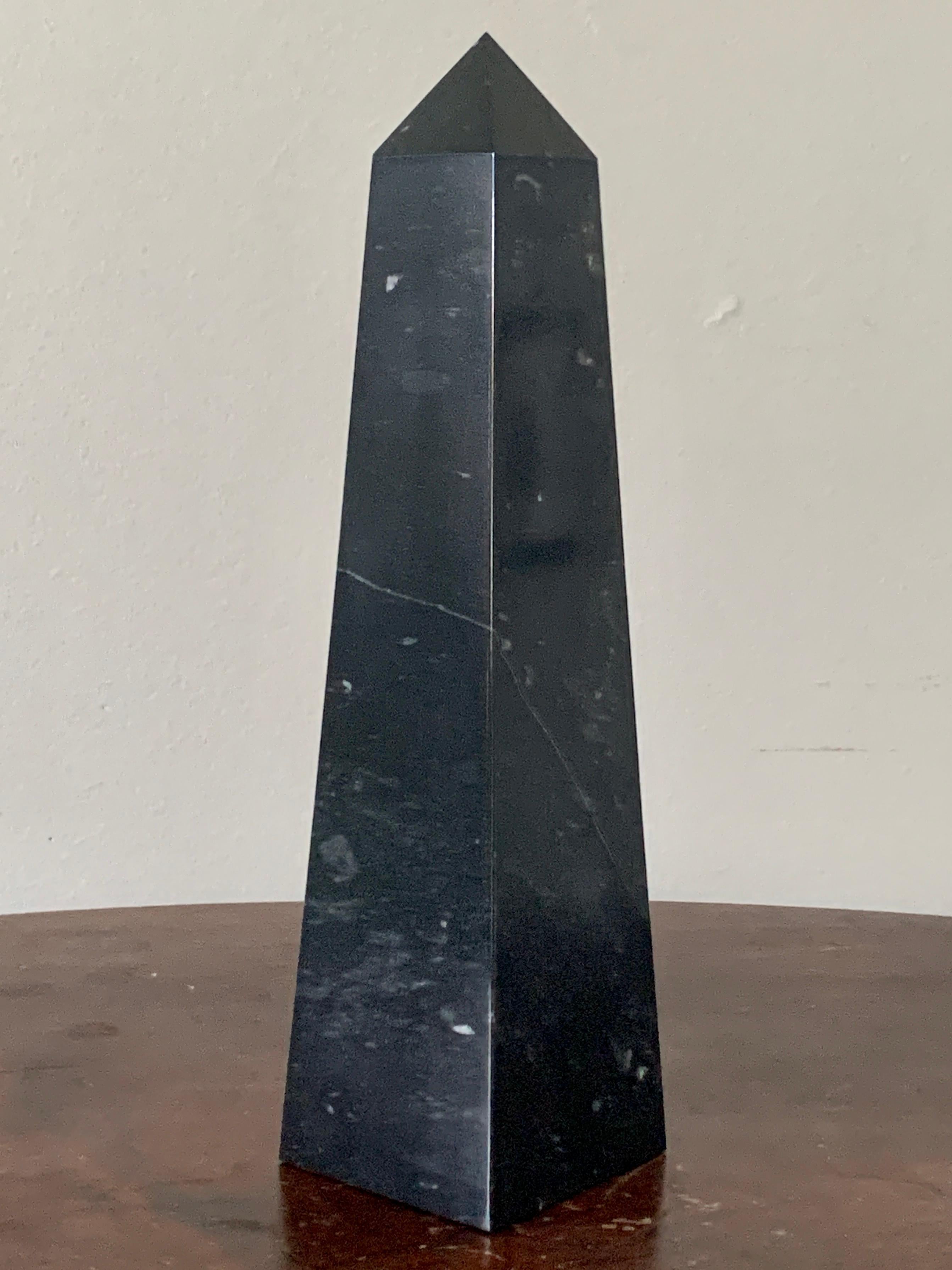 Neoclassical Solid Marble Black and Gray Obelisk In Good Condition For Sale In Elkhart, IN