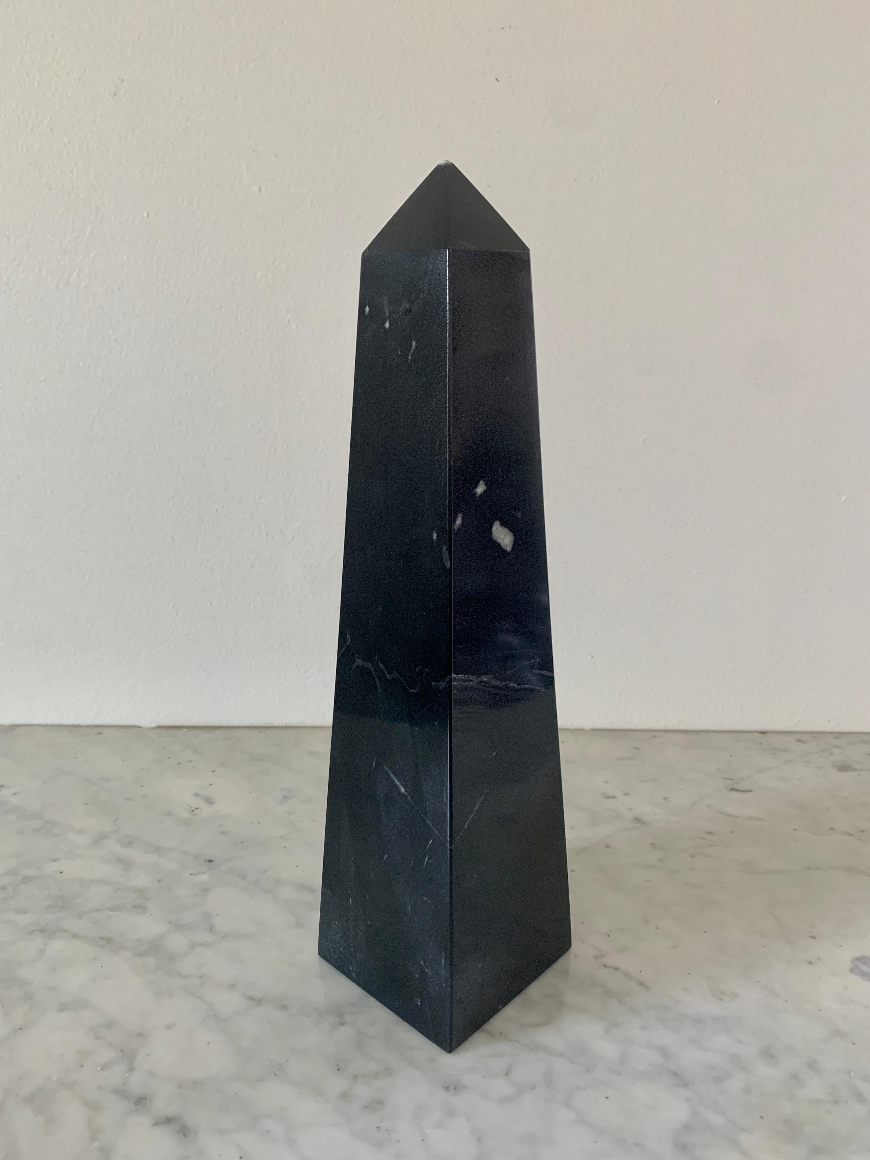 Neoclassical Solid Marble Black and Gray Obelisk For Sale 2