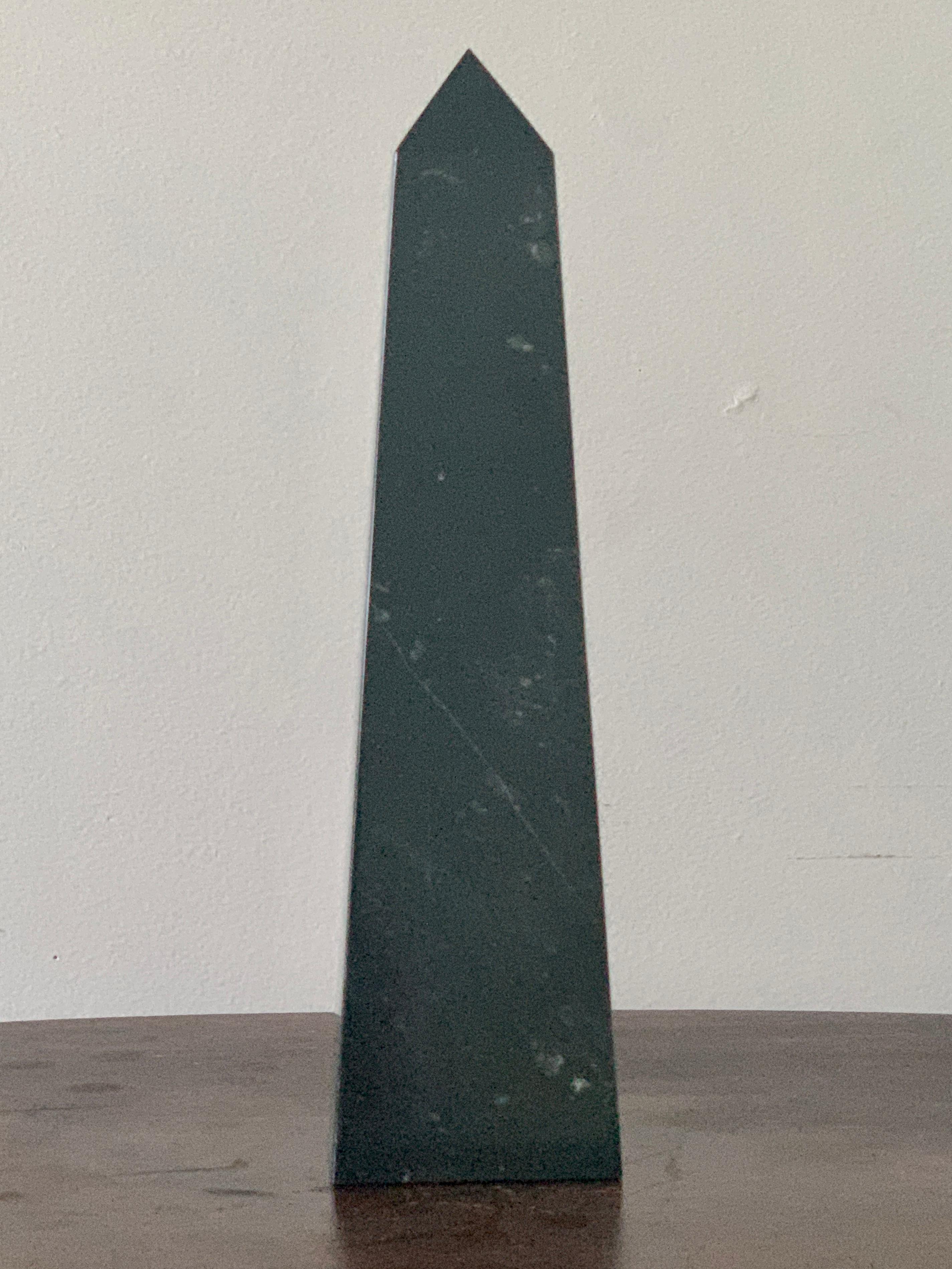 20th Century Neoclassical Solid Marble Black and Gray Obelisk For Sale