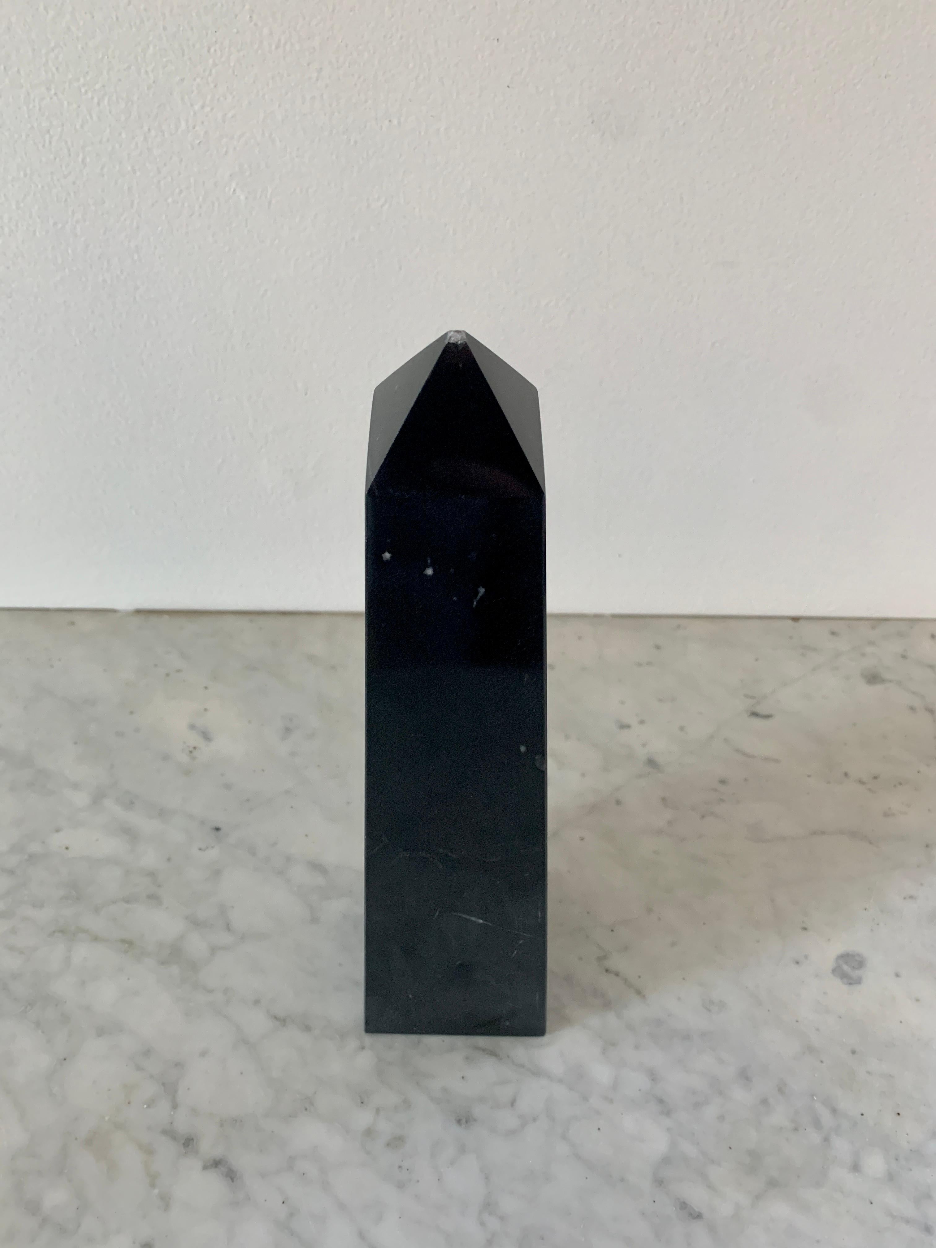Neoclassical Solid Marble Black and Gray Obelisk For Sale 4