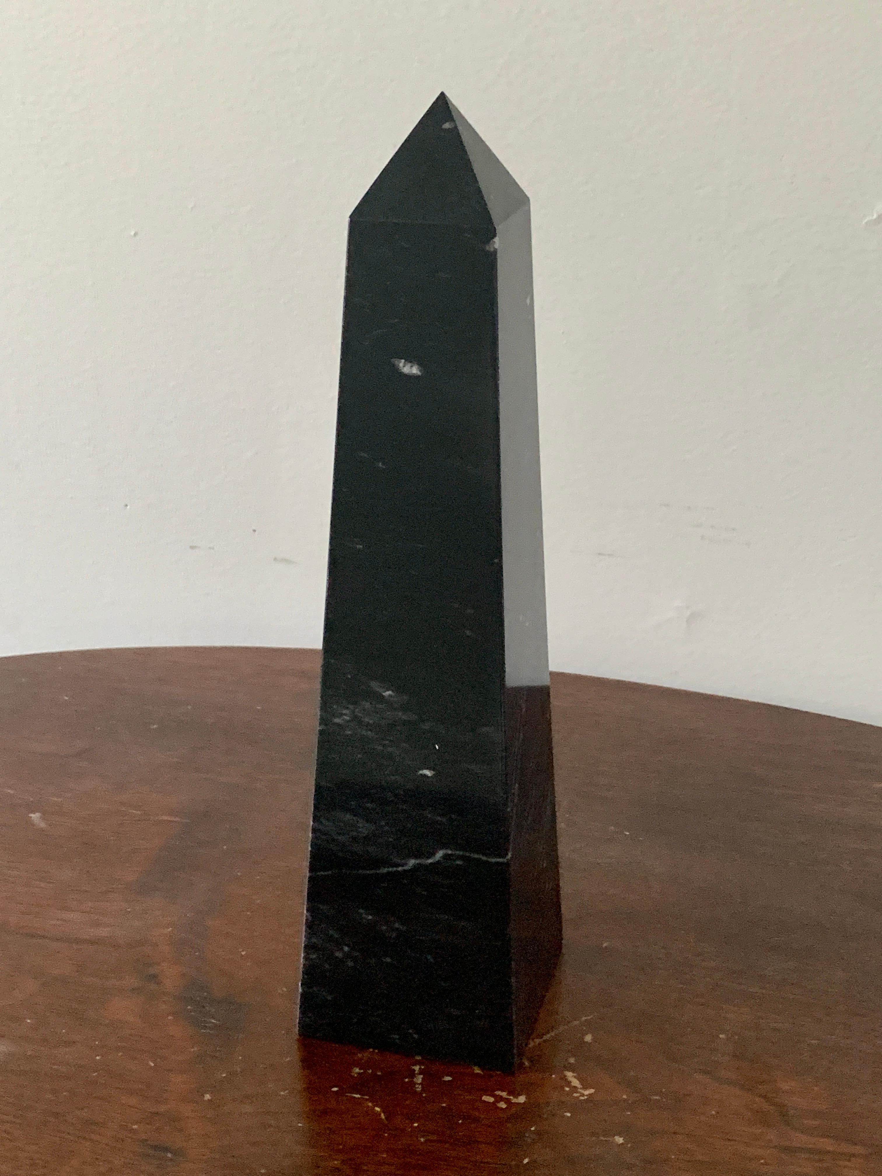 Neoclassical Solid Marble Black and Gray Obelisk For Sale 2