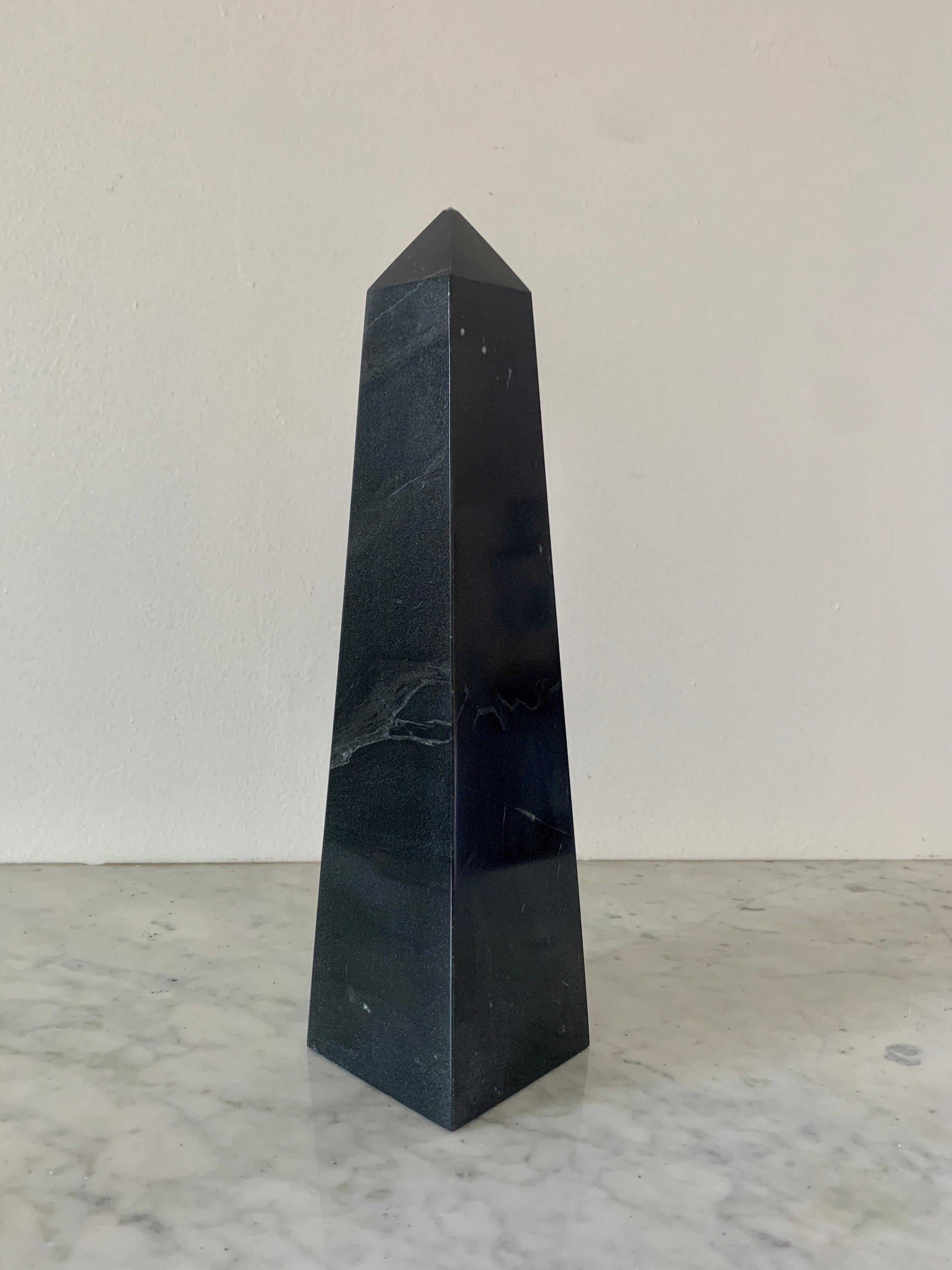 Neoclassical Solid Marble Black and Gray Obelisk For Sale 5