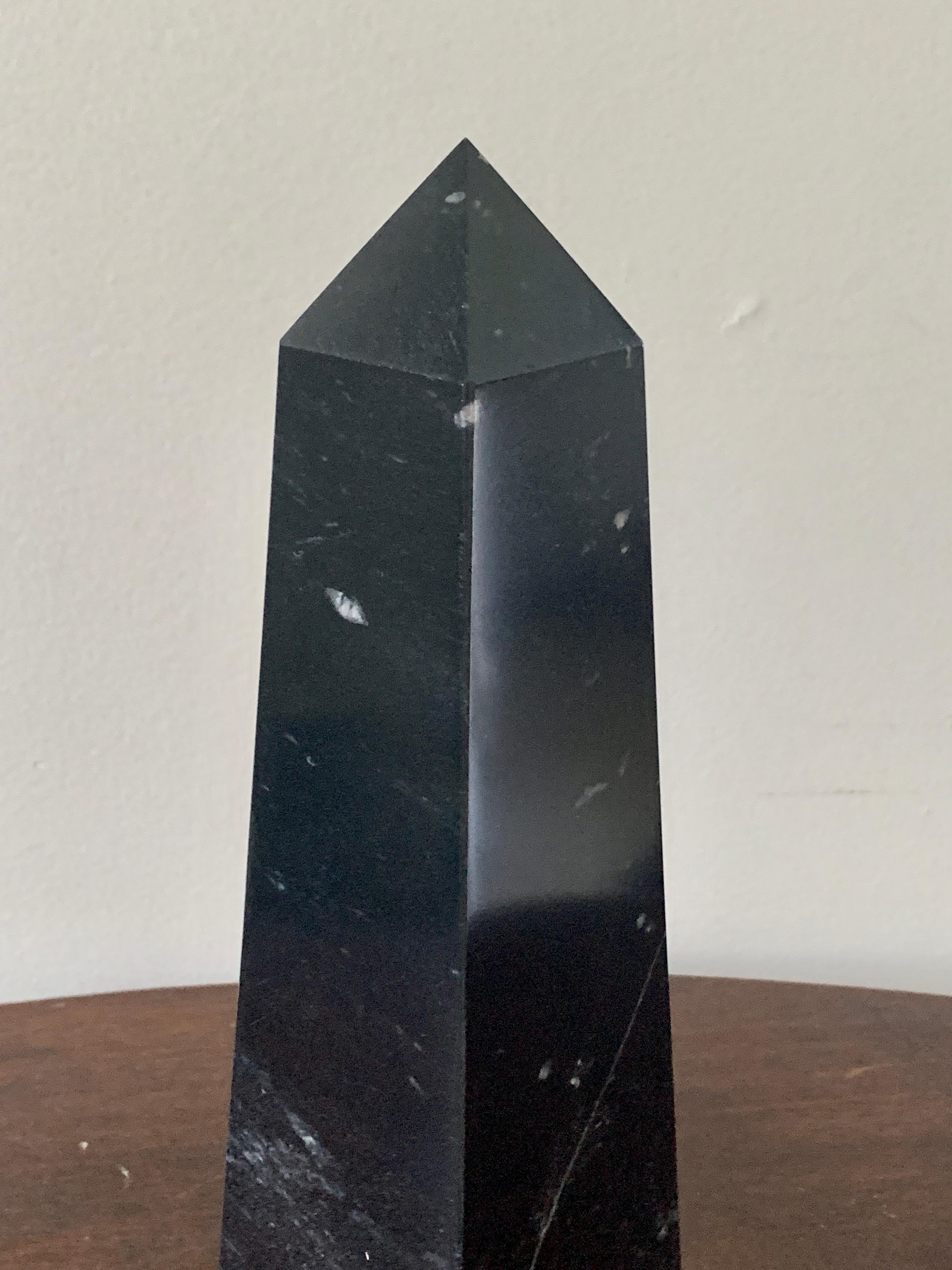 Solid Morble Image Neoclassical Solid Marble Black and Gray Obelisk For Sale at 1stDibs