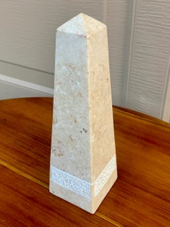 Neoclassical Solid Marble Cream and Gray Obelisk