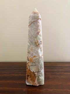 Neoclassical Solid Marble Green and Brown Obelisk