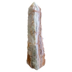 Neoclassical Solid Marble Green and Brown Obelisk