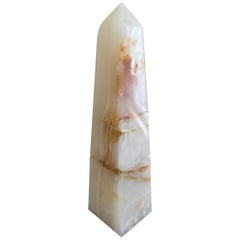Neoclassical Solid Marble Onyx Green and Brown Obelisk