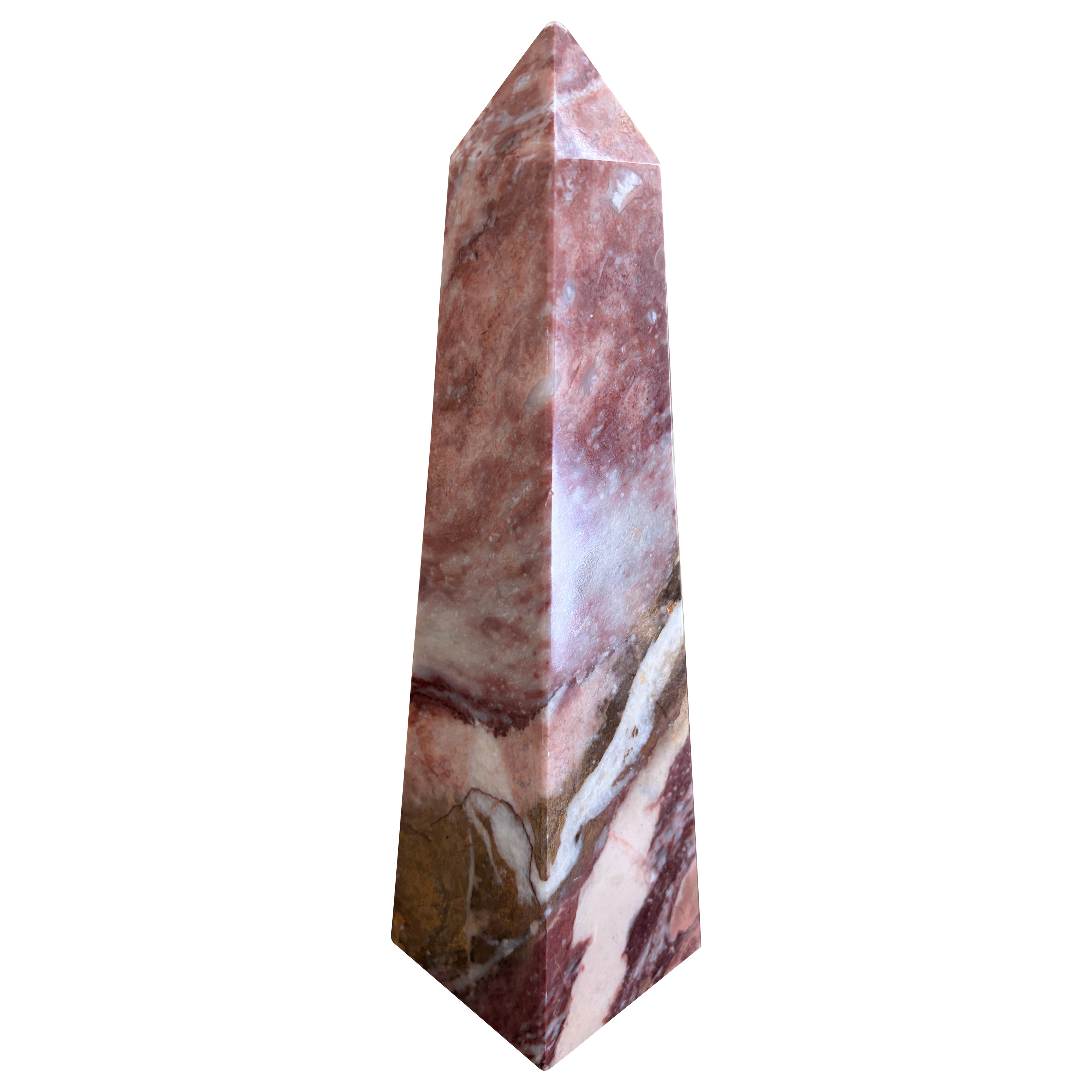 Neoclassical Solid Marble Red and Brown Obelisk
