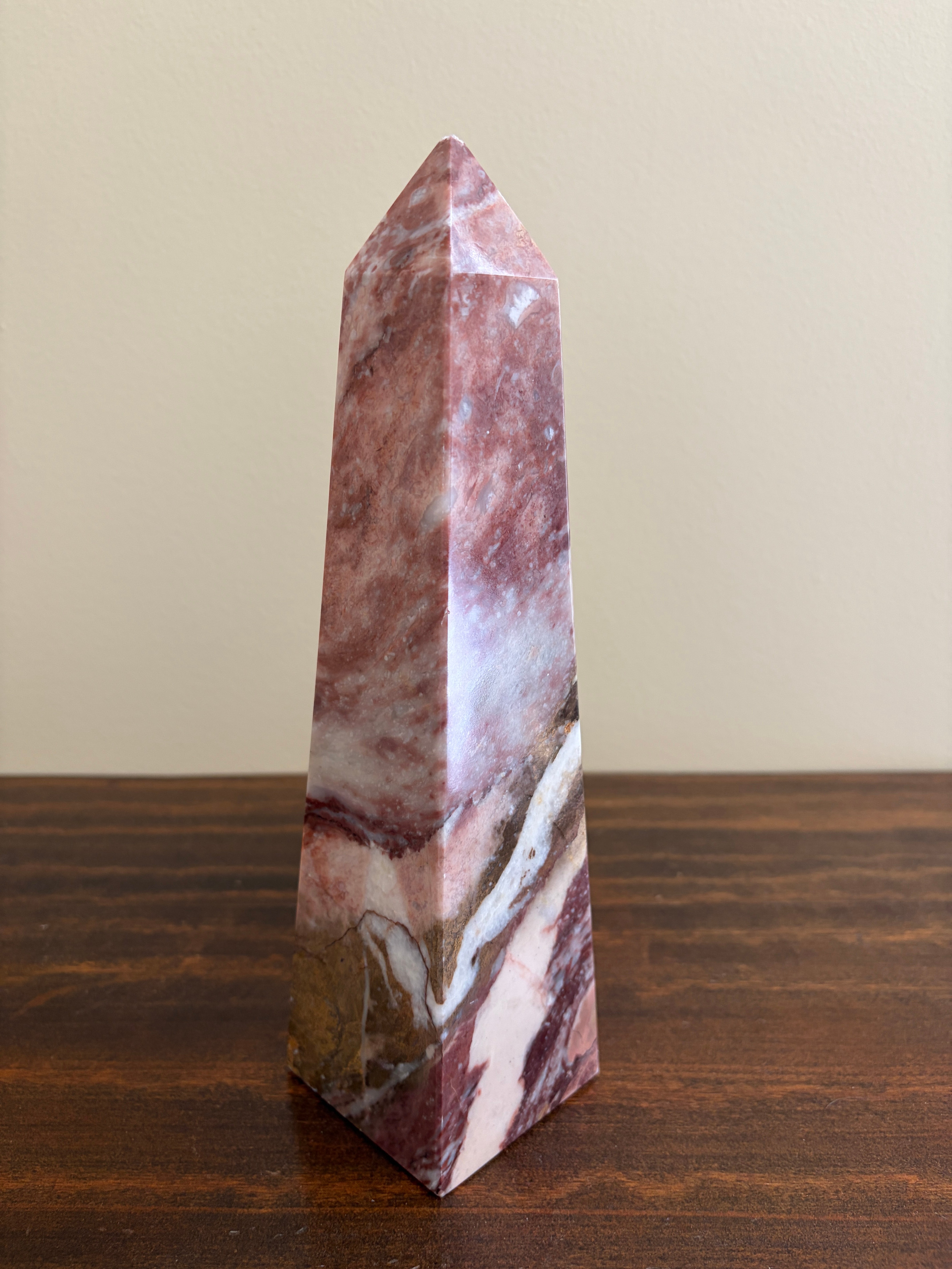 Neoclassical Solid Marble Red and Brown Obelisk