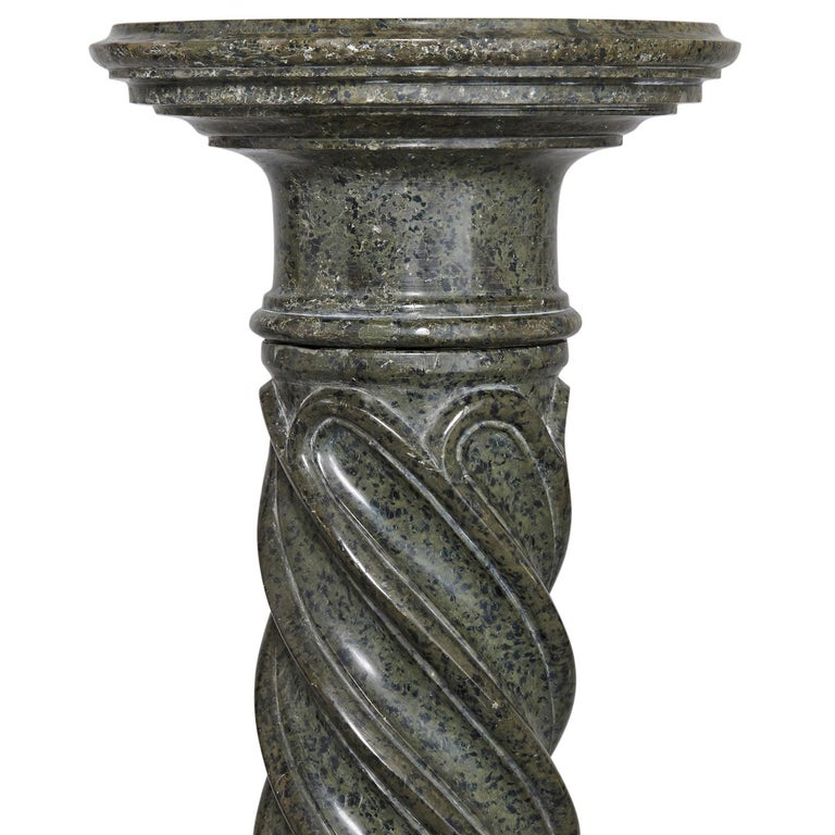 Neoclassical Solomonic Green Serpentine Column For Sale at 1stDibs