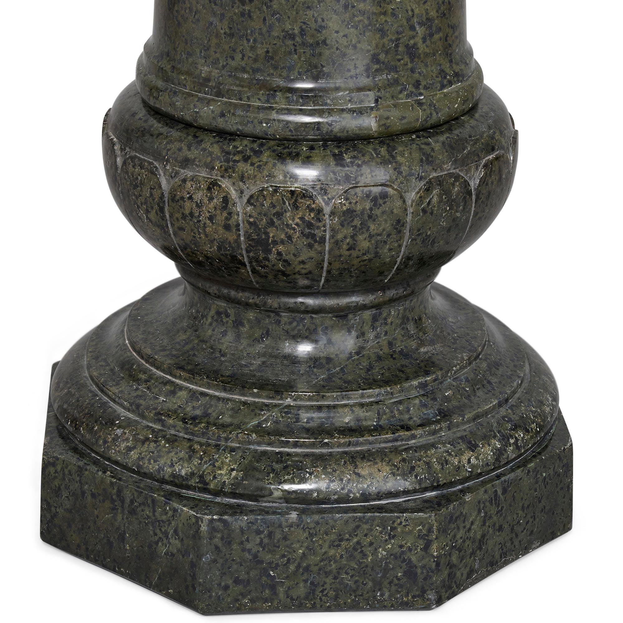 French Neoclassical Solomonic Green Serpentine Column For Sale