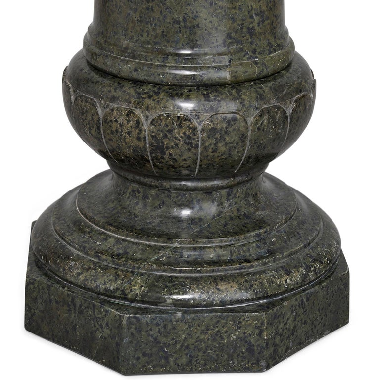 Neoclassical Solomonic Green Serpentine Column For Sale at 1stDibs