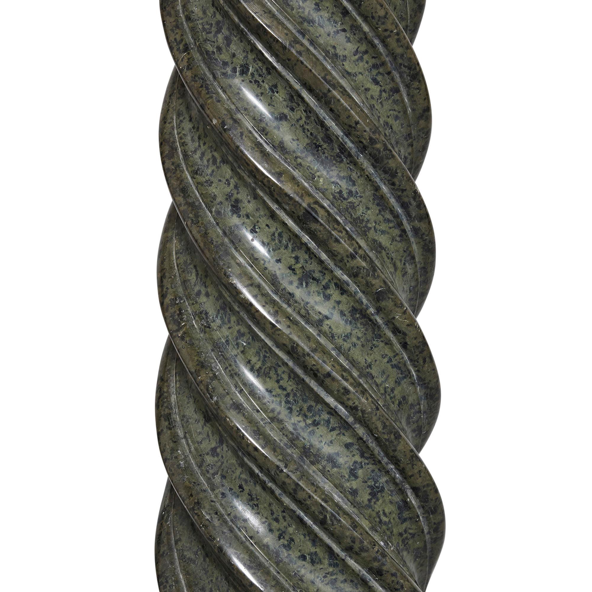 19th Century Neoclassical Solomonic Green Serpentine Column For Sale