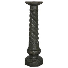 Antique Neoclassical Solomonic Green Serpentine Column