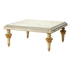 Neoclassical Square Mirrored and Parcel Gilt Coffee Table