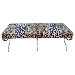 Neoclassical Stainless Steel & Brass Ram's Head Bench