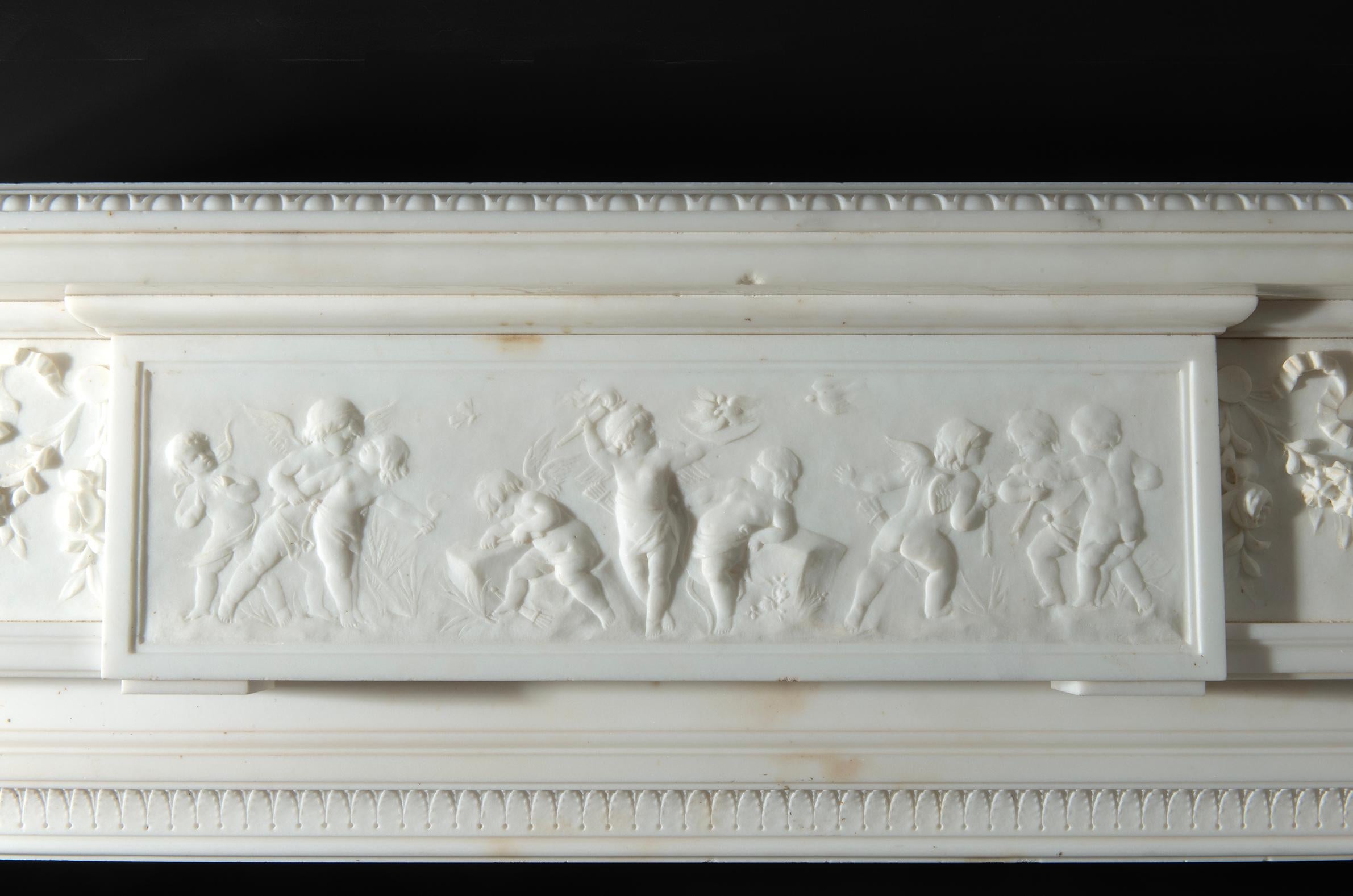 Neoclassical Statuary Marble Mantelpiece For Sale 9