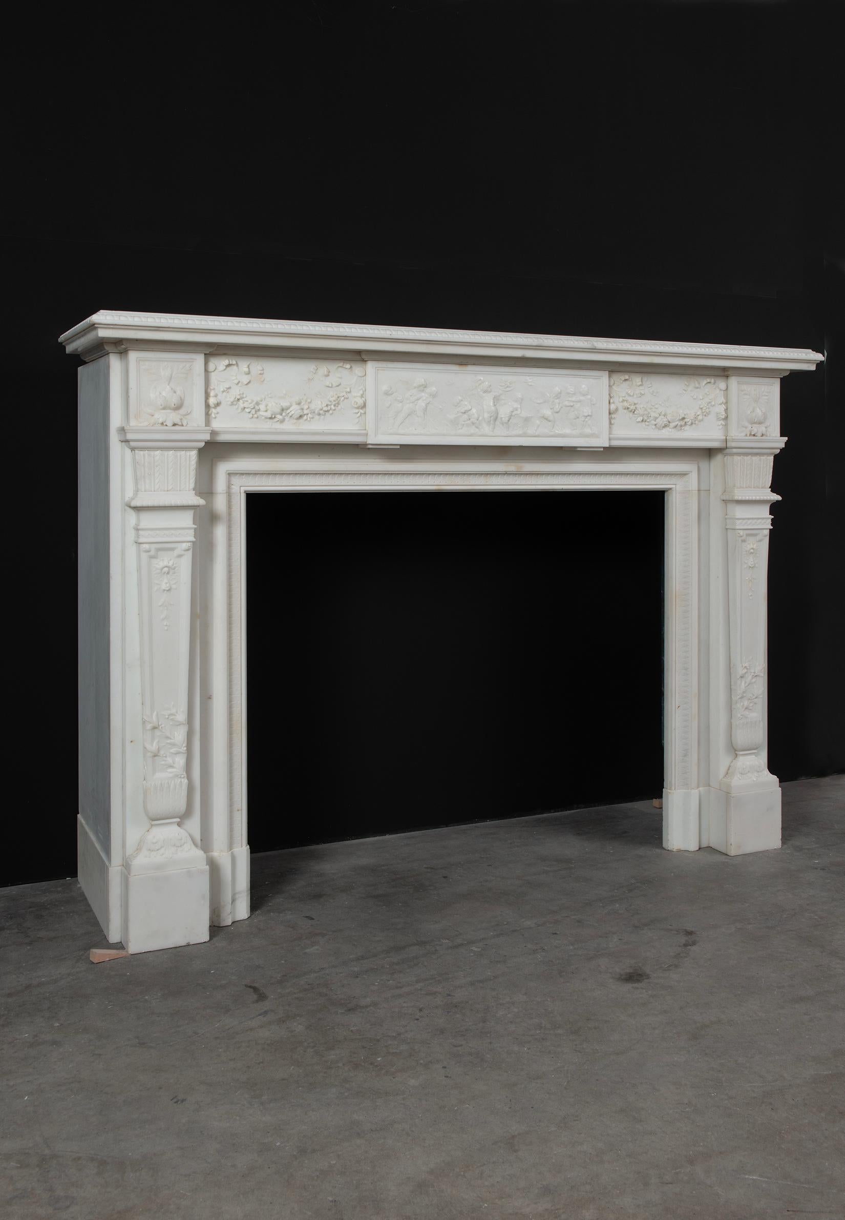 19th Century Neoclassical Statuary Marble Mantelpiece For Sale