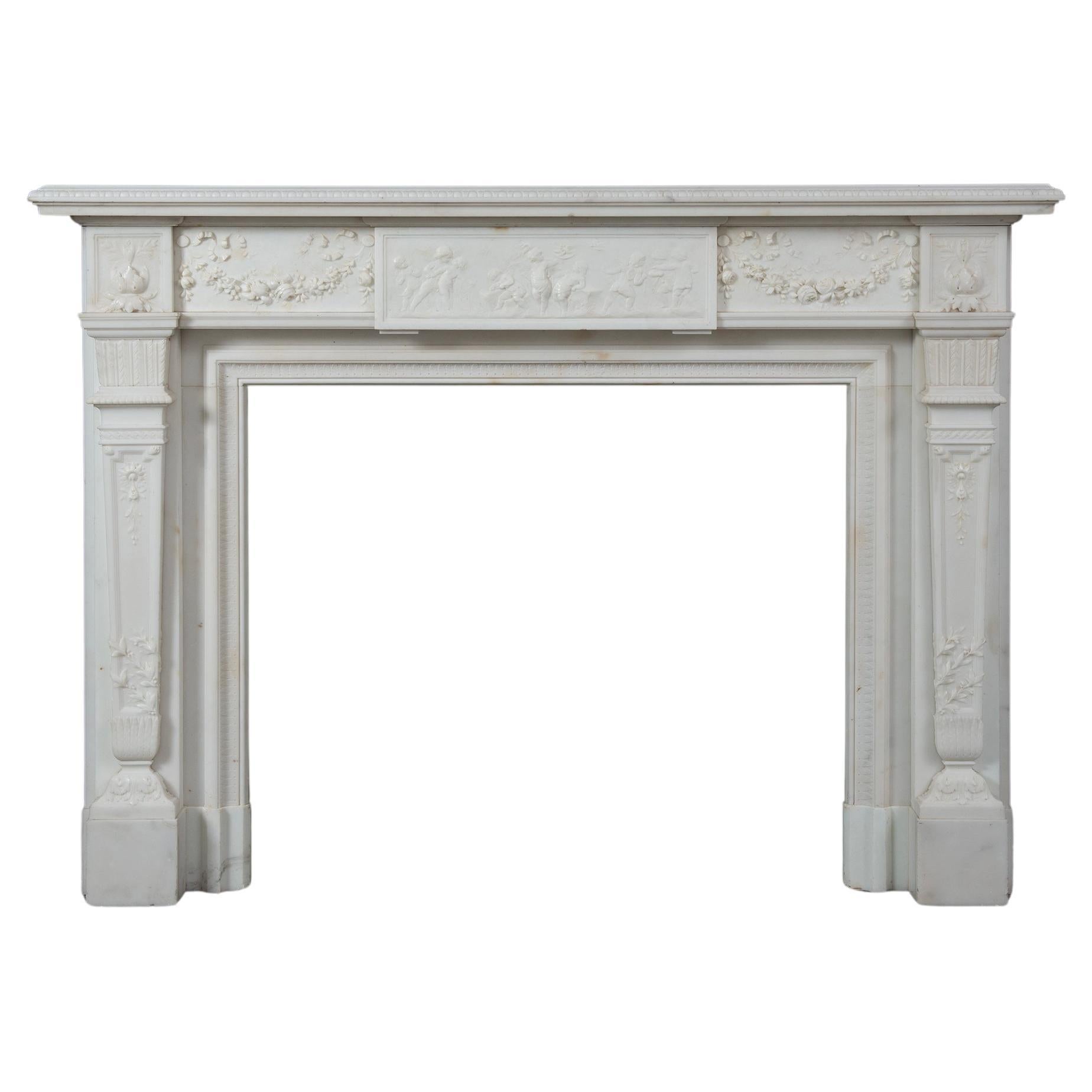 Neoclassical Statuary Marble Mantelpiece For Sale