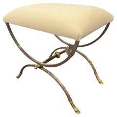 Sgabello neoclassico in acciaio e ottone