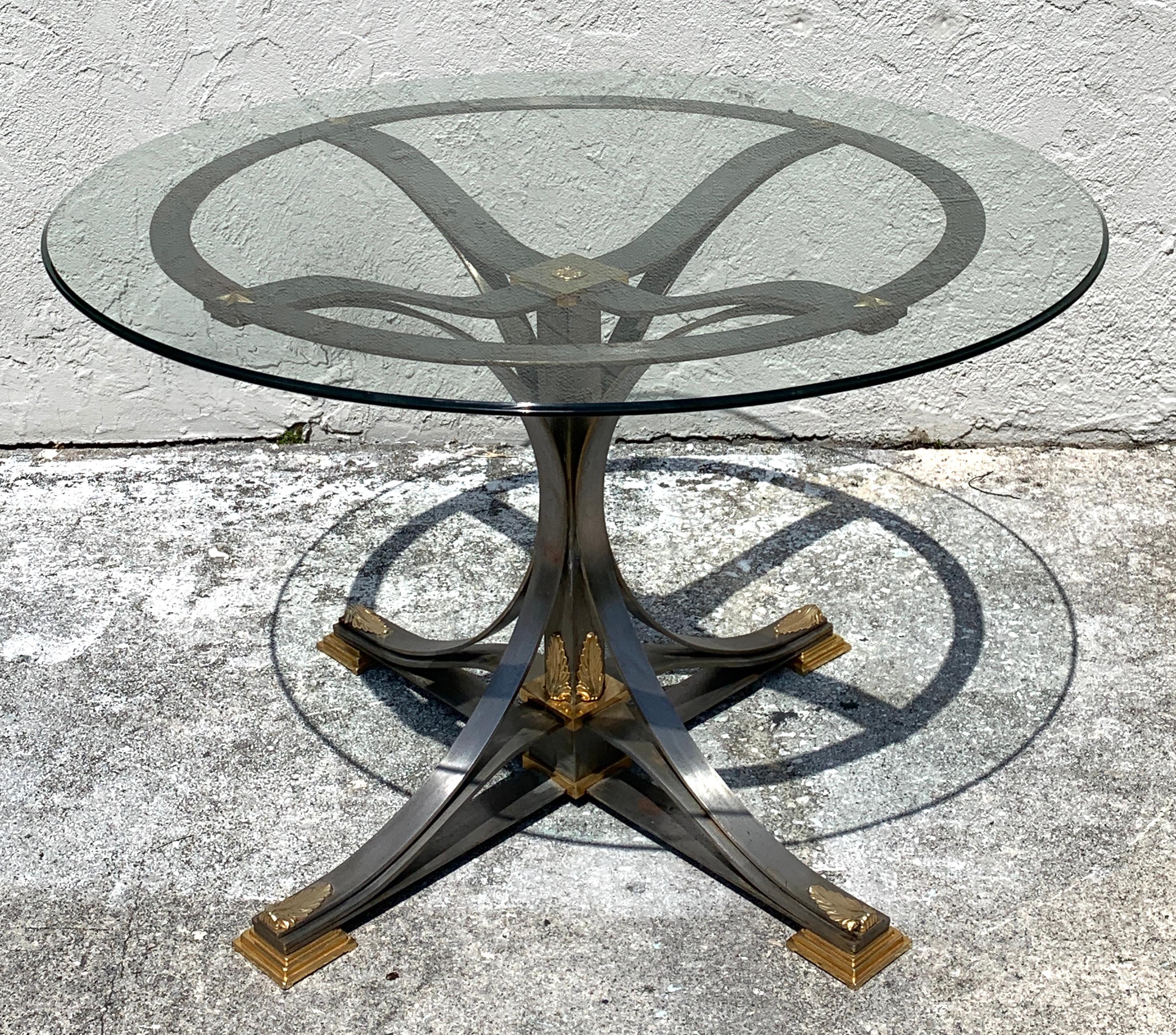 Neoclassical Steel and Gilt Bronze Table in the Style of Maison Jansen 8