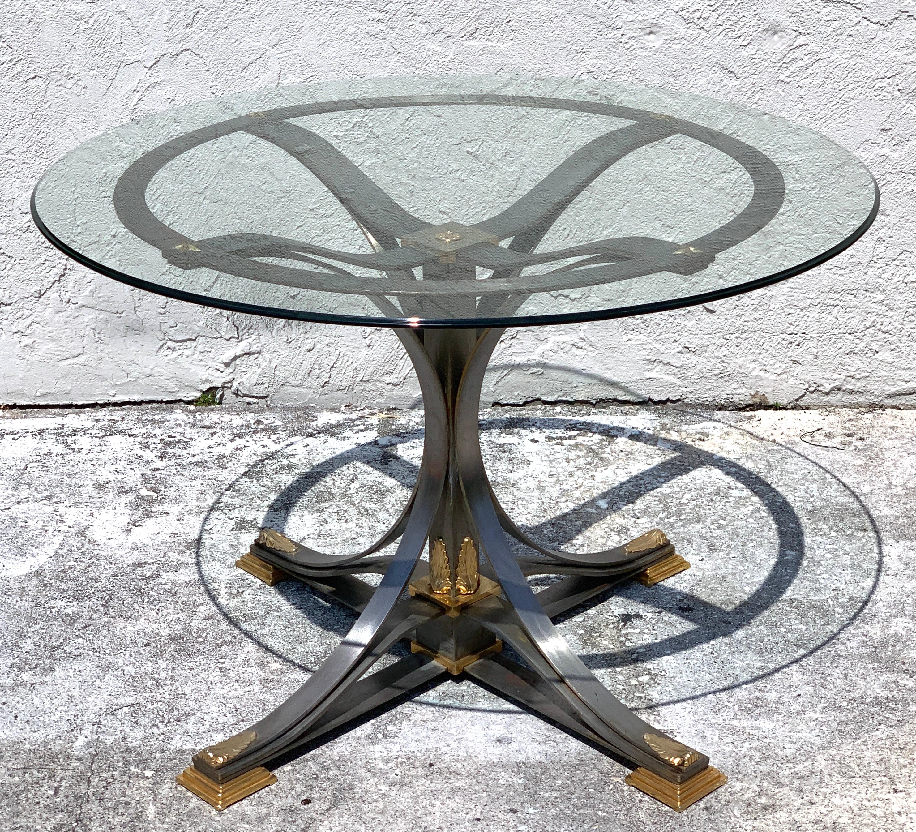 Neoclassical Steel and Gilt Bronze Table in the Style of Maison Jansen 9