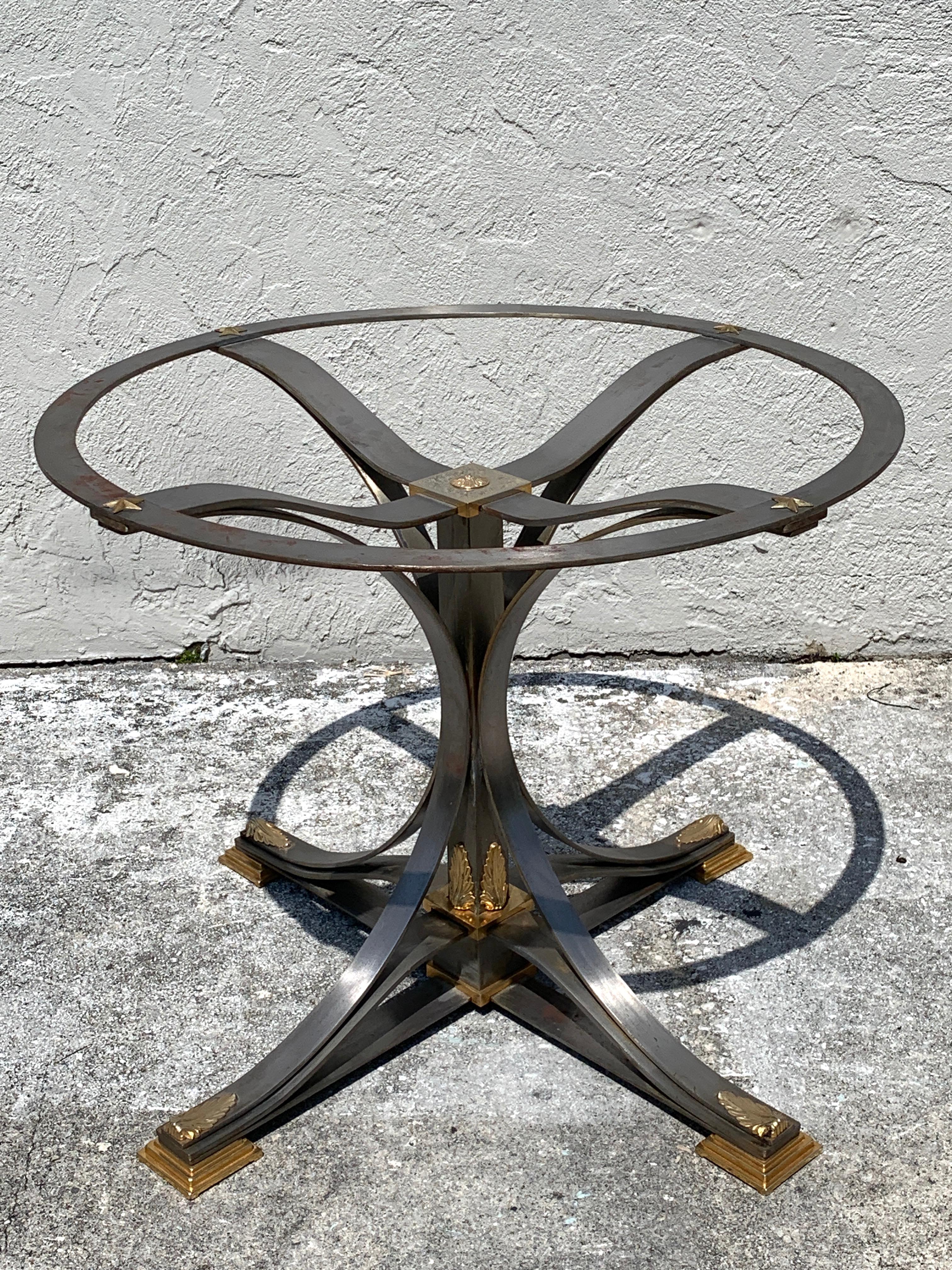 European Neoclassical Steel and Gilt Bronze Table in the Style of Maison Jansen