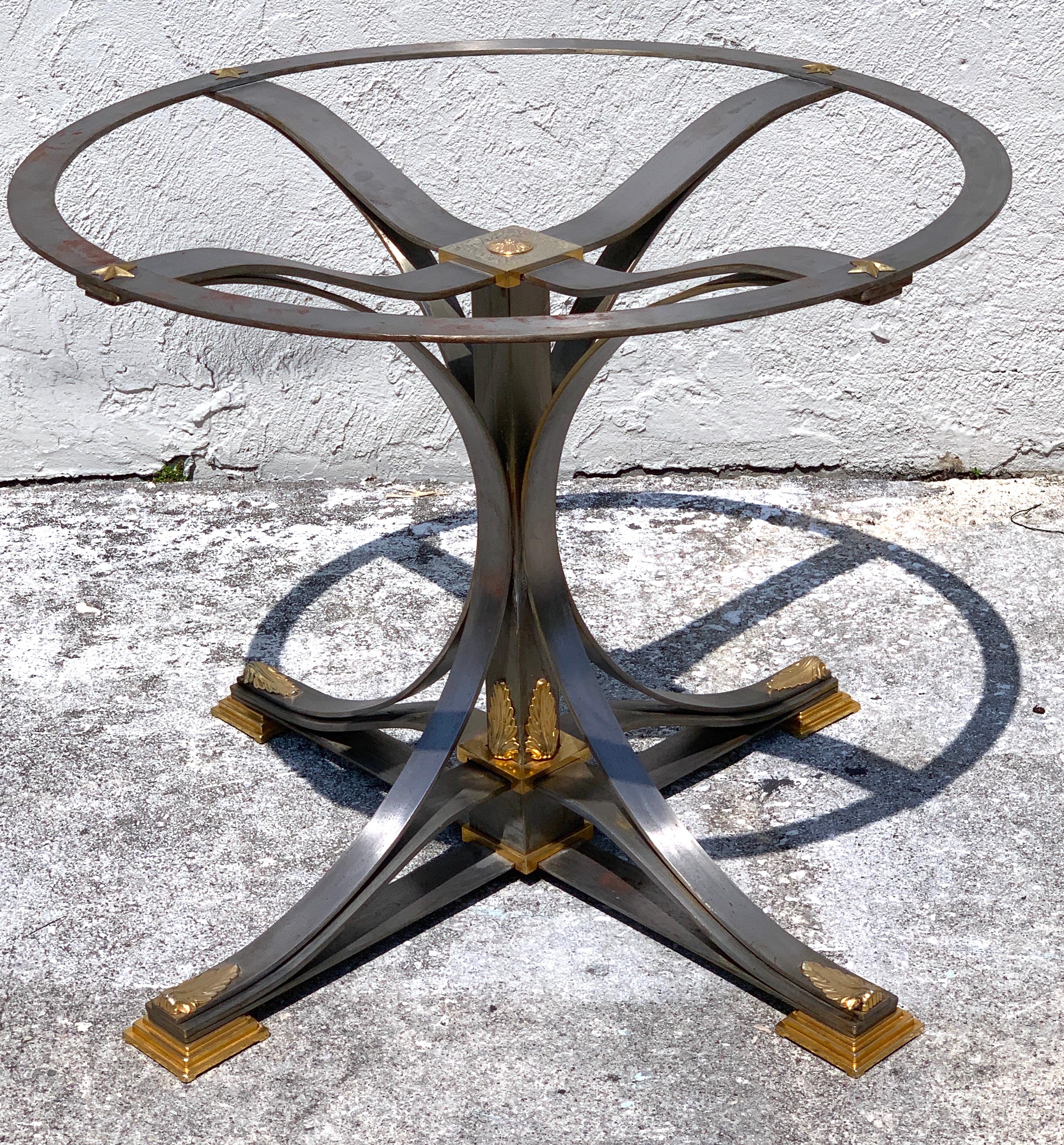 Neoclassical Steel and Gilt Bronze Table in the Style of Maison Jansen In Good Condition In West Palm Beach, FL