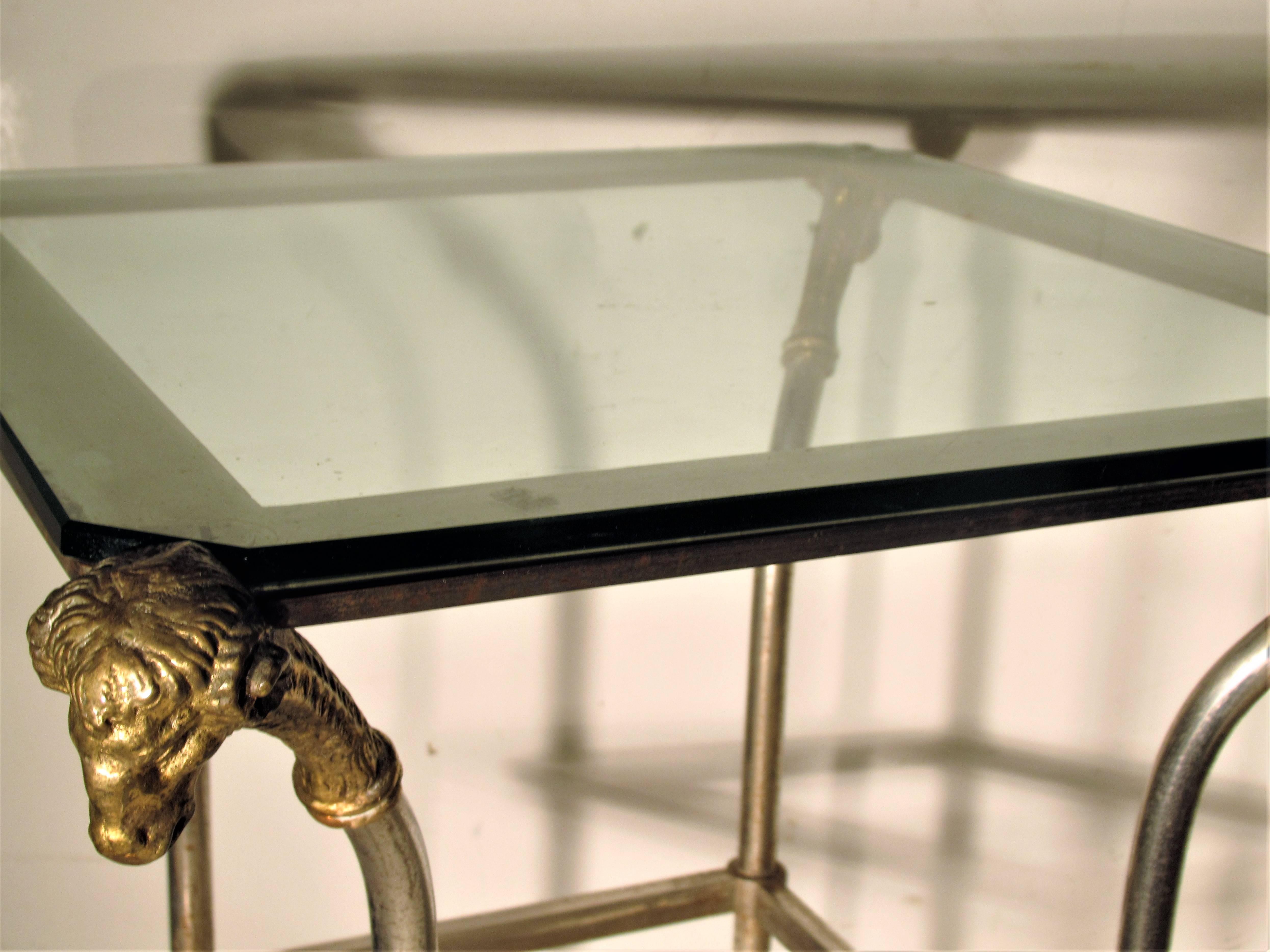 20th Century Neoclassical Steel and Gilt Bronze Table in the Style of Maison Jansen