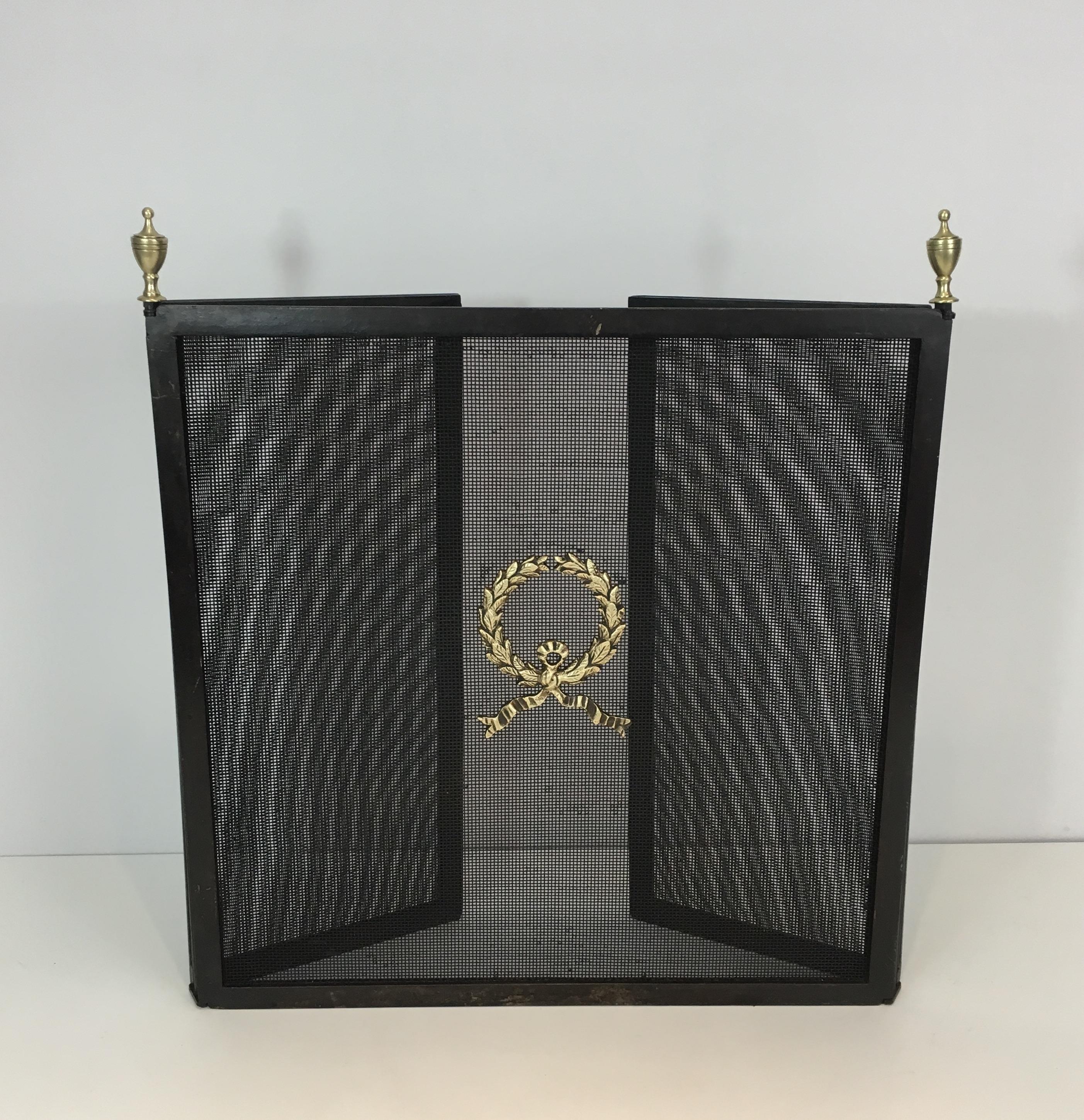  Neoclassical Steel, Bronze, Brass and Grilling Fire Place Screen, French 13