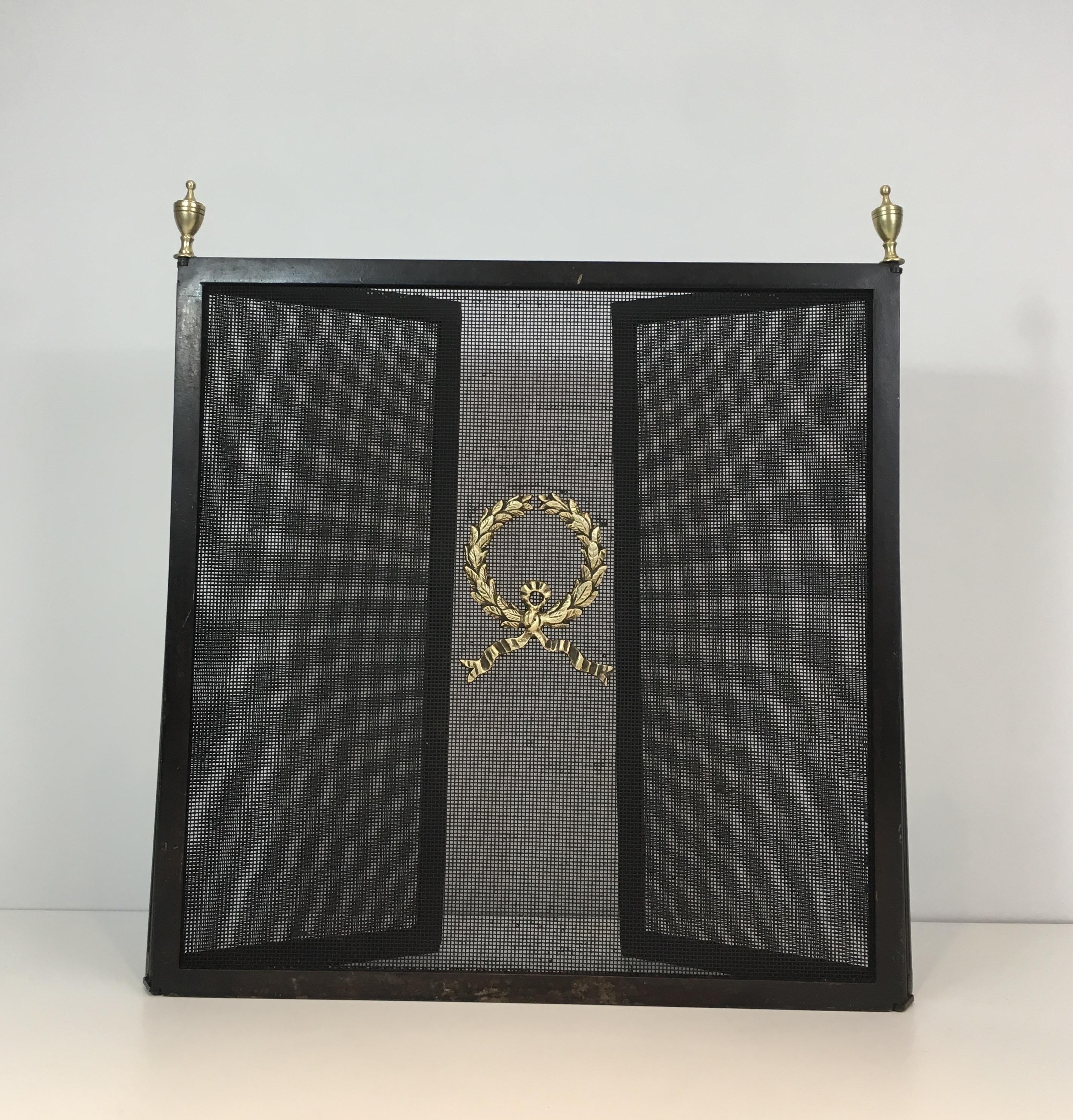  Neoclassical Steel, Bronze, Brass and Grilling Fire Place Screen, French 14