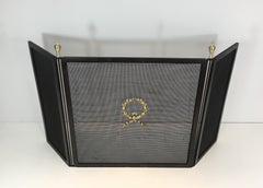 Neoclassical Steel, Bronze, Brass and Grilling Fire Place Screen, French