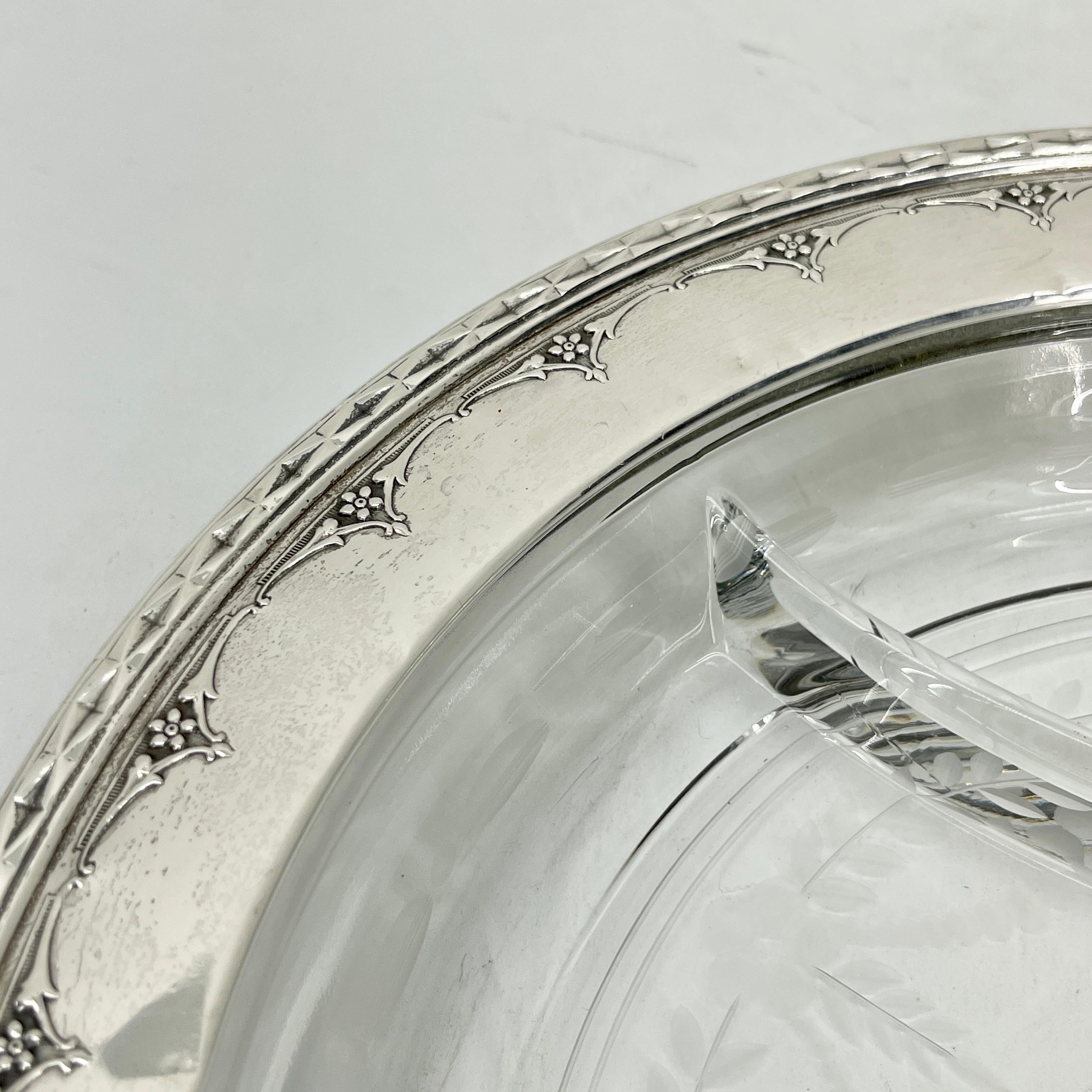 20th Century Neoclassical Sterling Silver and Cut Glass Crudite Tray by Wallace