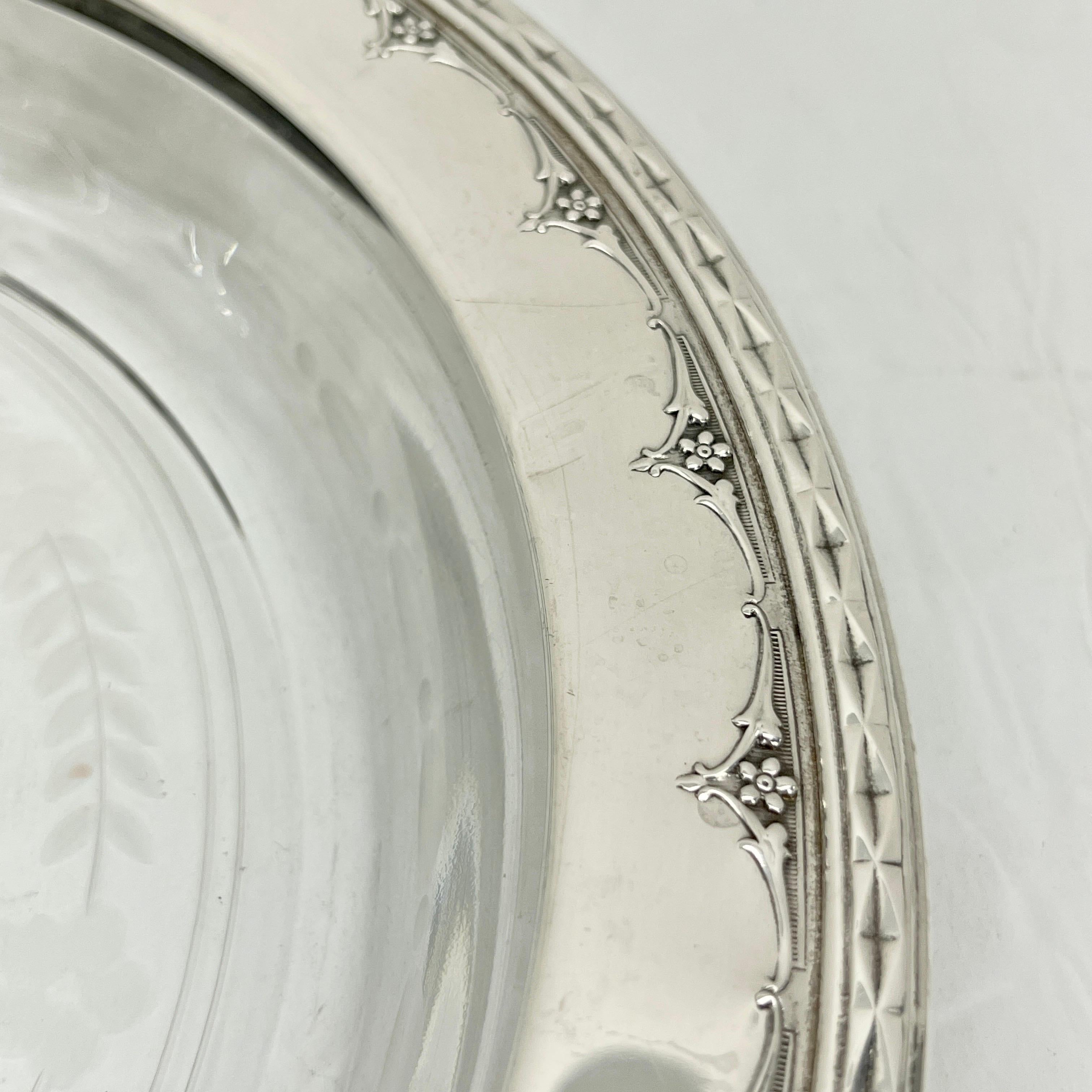 Neoclassical Sterling Silver and Cut Glass Crudite Tray by Wallace 1