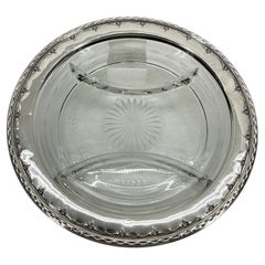 Antique Neoclassical Sterling Silver and Cut Glass Crudite Tray by Wallace