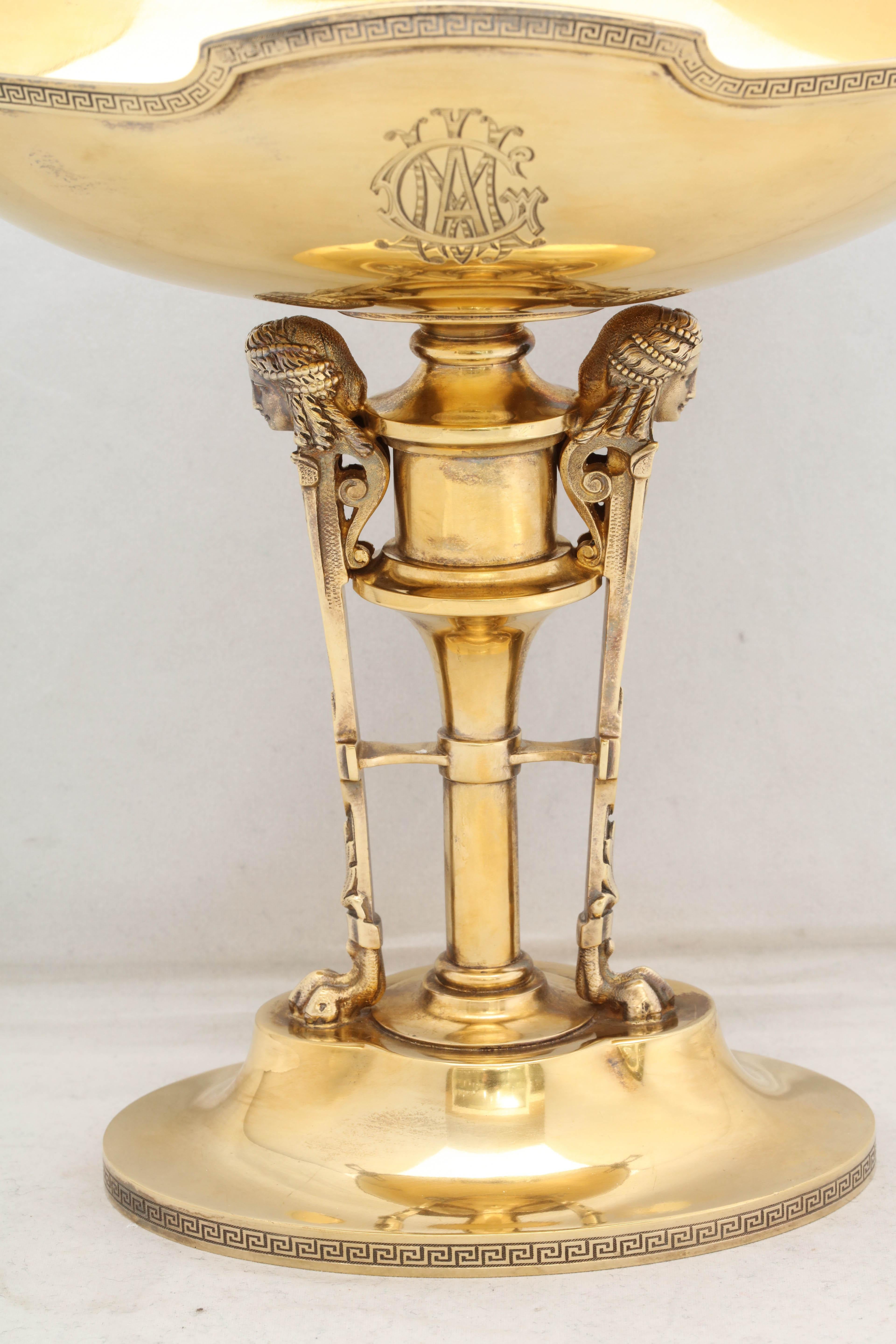Neoclassical Sterling Silver Gilt Centrepiece by Gorham In Excellent Condition For Sale In New York, NY