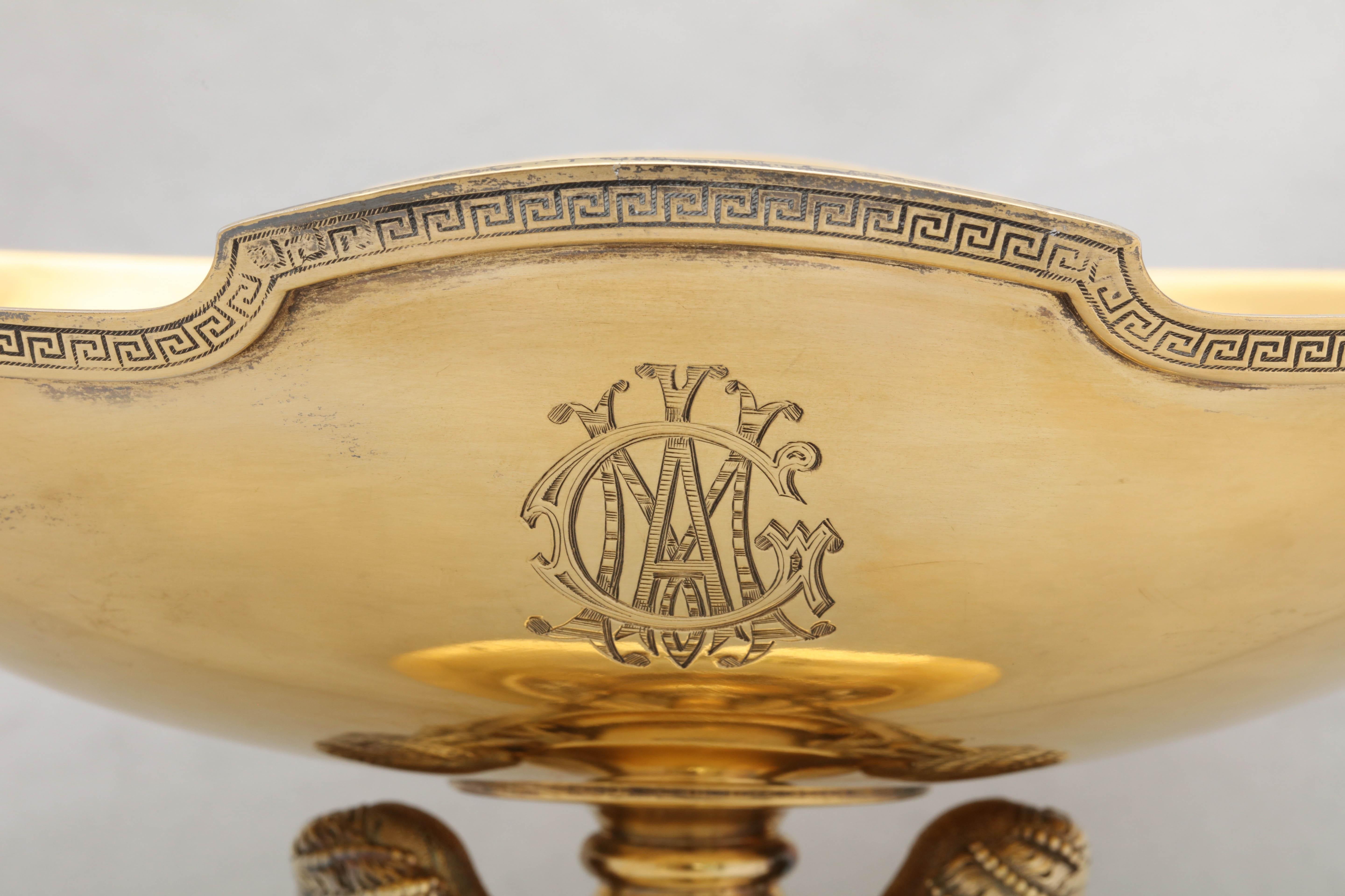 Mid-19th Century Neoclassical Sterling Silver Gilt Centrepiece by Gorham For Sale