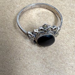 Neoclassical Ring Sterling Silver Black Obsidian