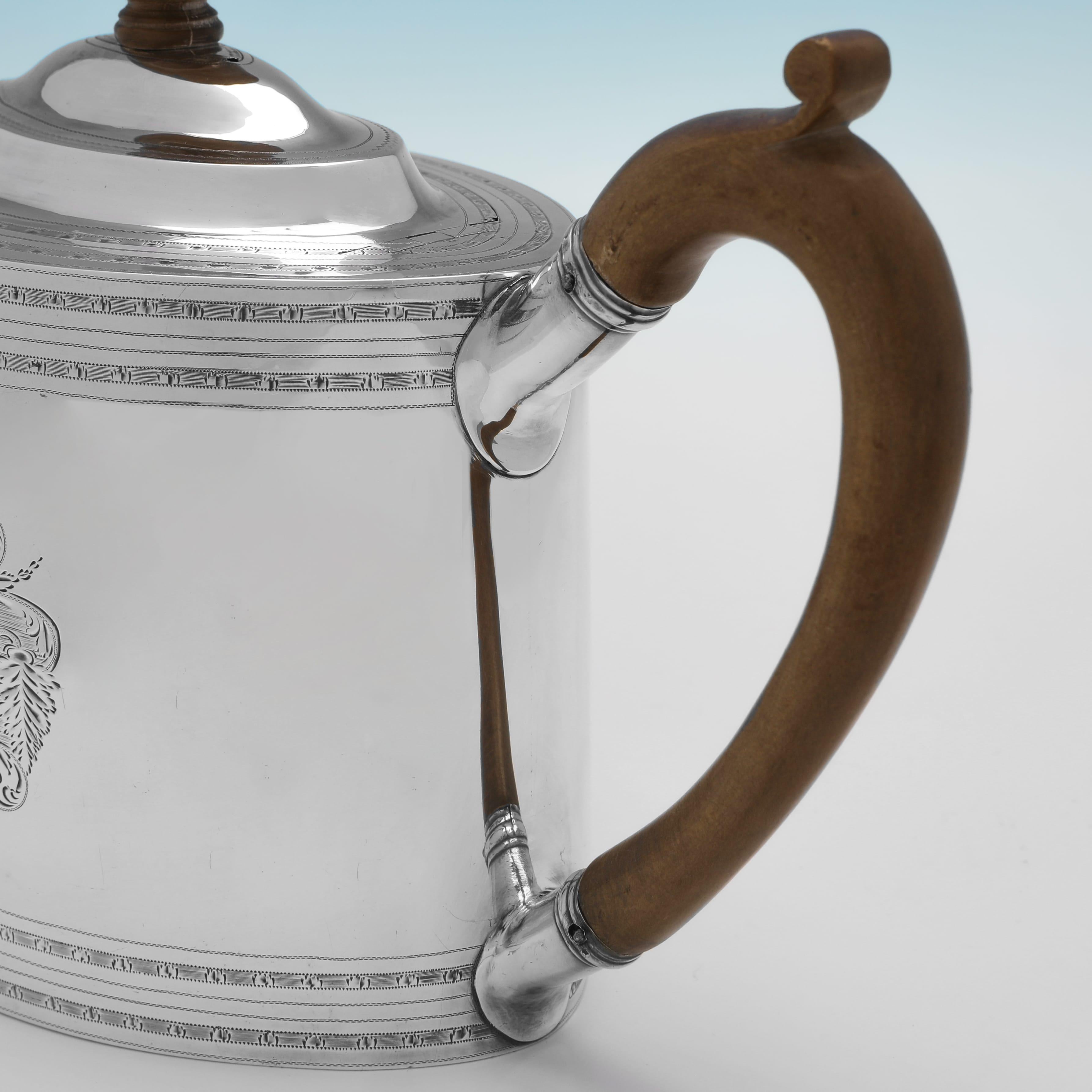 Sterling Silver Neoclassical sterling silver teapot made in London in 1796 by Alexander Field