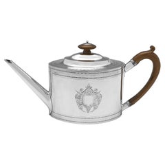 Neoclassical sterling silver teapot made in London in 1796 by Alexander Field