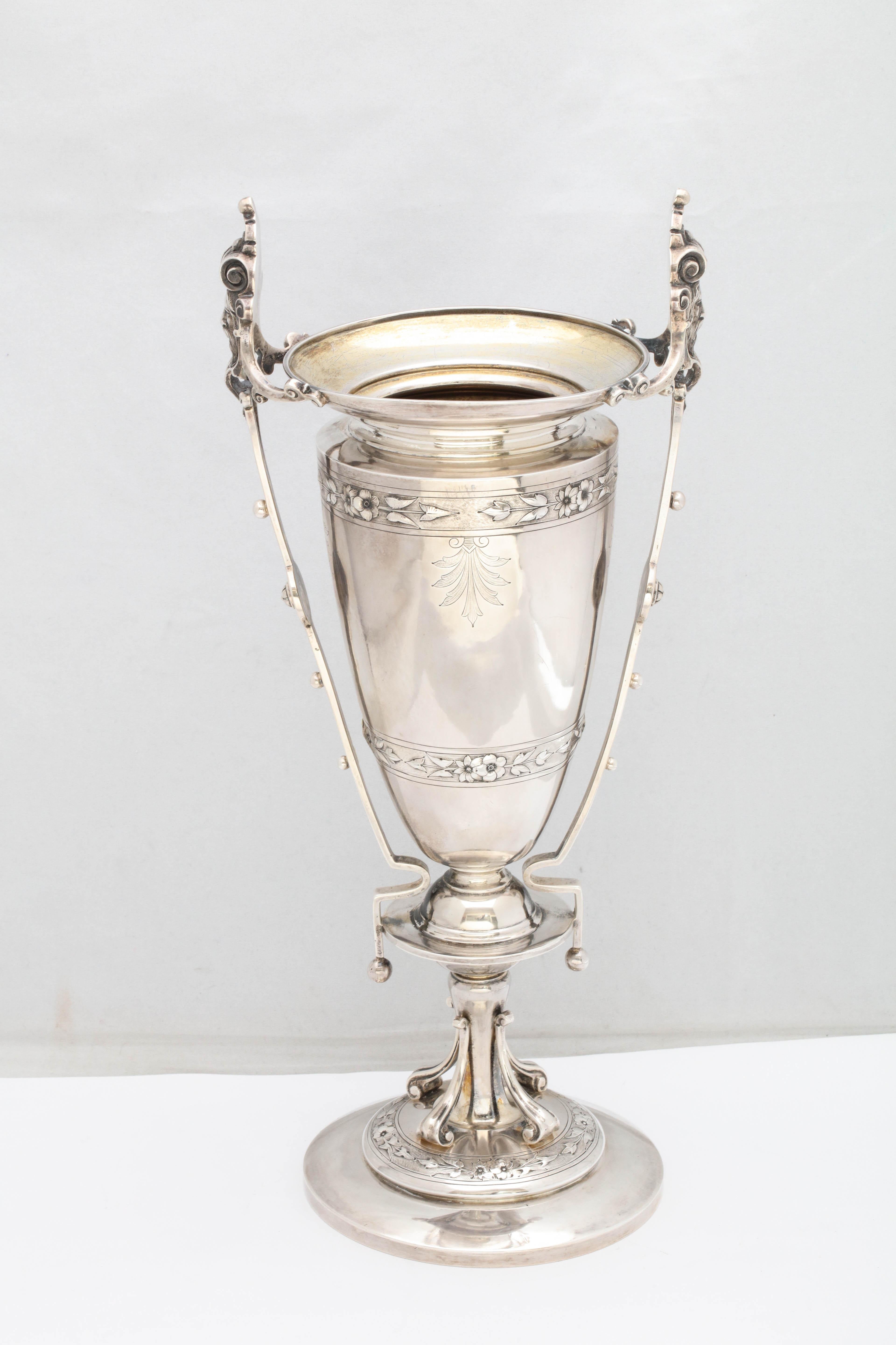 Gilt Neoclassical Sterling Silver Vase by Shreve, Stanwood and Co.