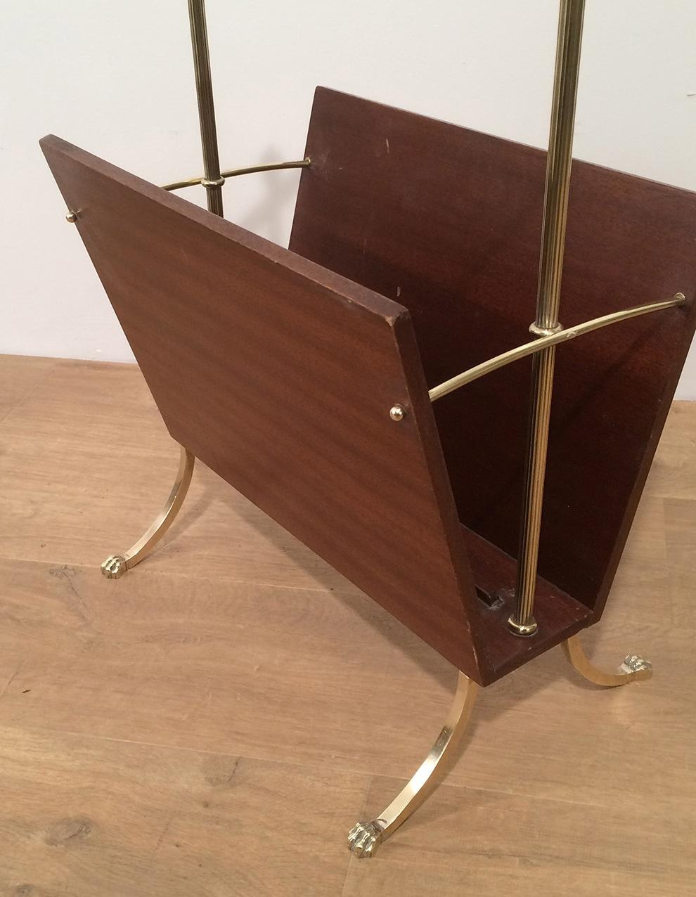 Neoclassical Stye Mahogany and Brass Magazine Rack with Claw Feet For Sale 6