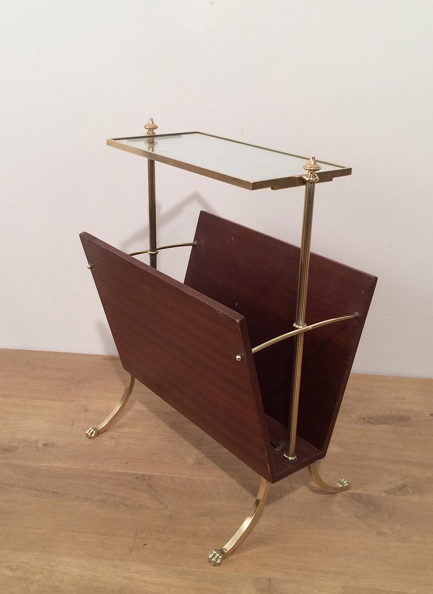 Neoclassical Stye Mahogany and Brass Magazine Rack with Claw Feet For Sale 8