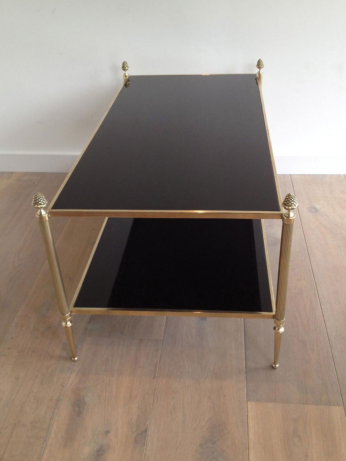 Neoclassical Style 2 Tiers Coffee Table made of Brass and Bronze For Sale 4