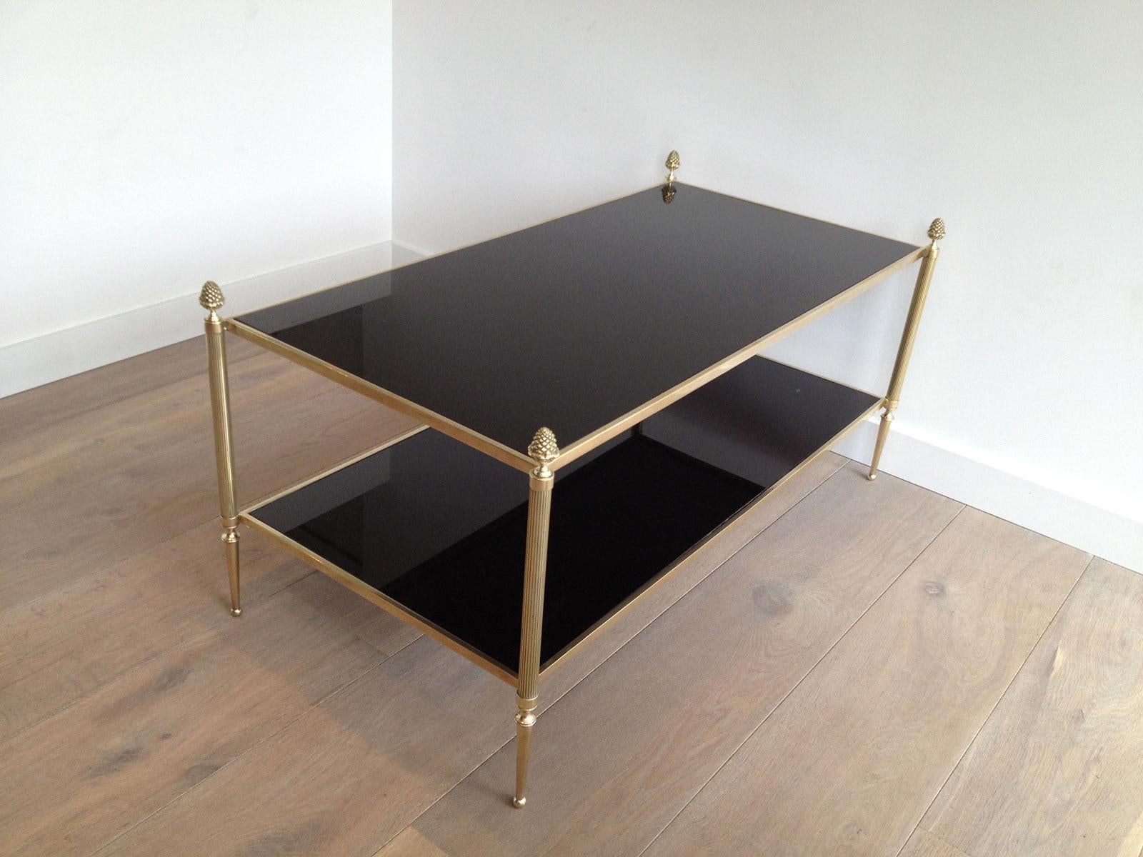 Neoclassical Style 2 Tiers Coffee Table made of Brass and Bronze For Sale 5
