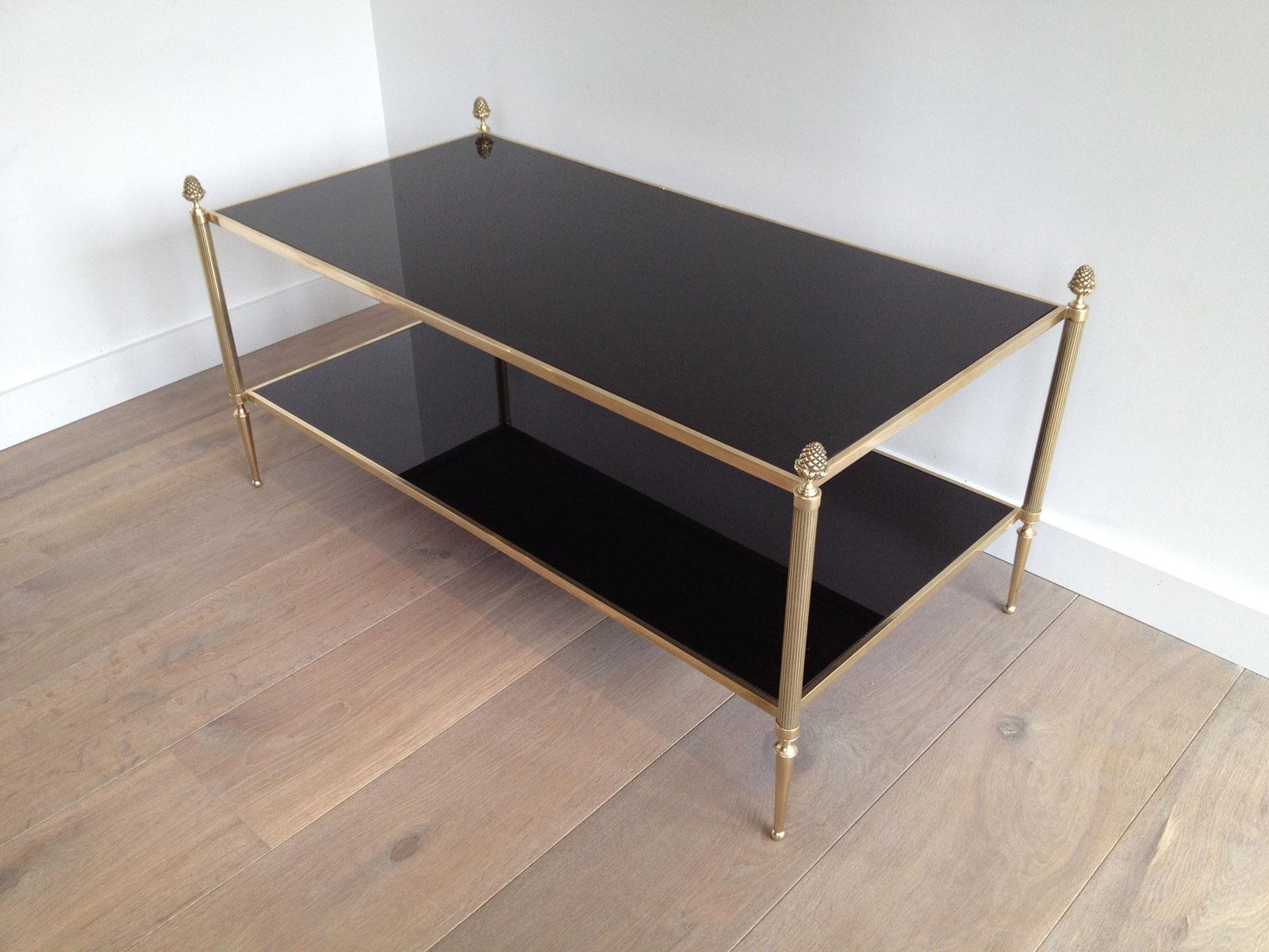 Neoclassical Style 2 Tiers Coffee Table made of Brass and Bronze For Sale 3