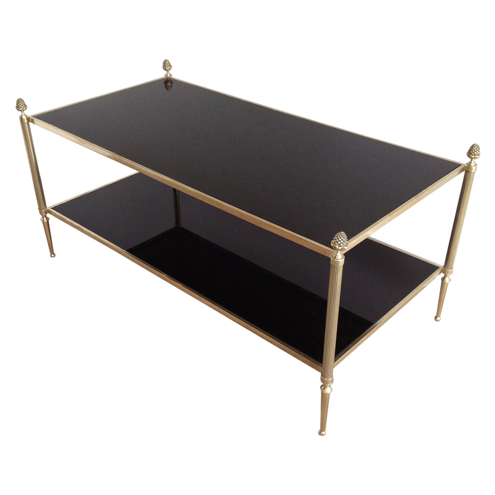Neoclassical Style 2 Tiers Coffee Table made of Brass and Bronze For Sale
