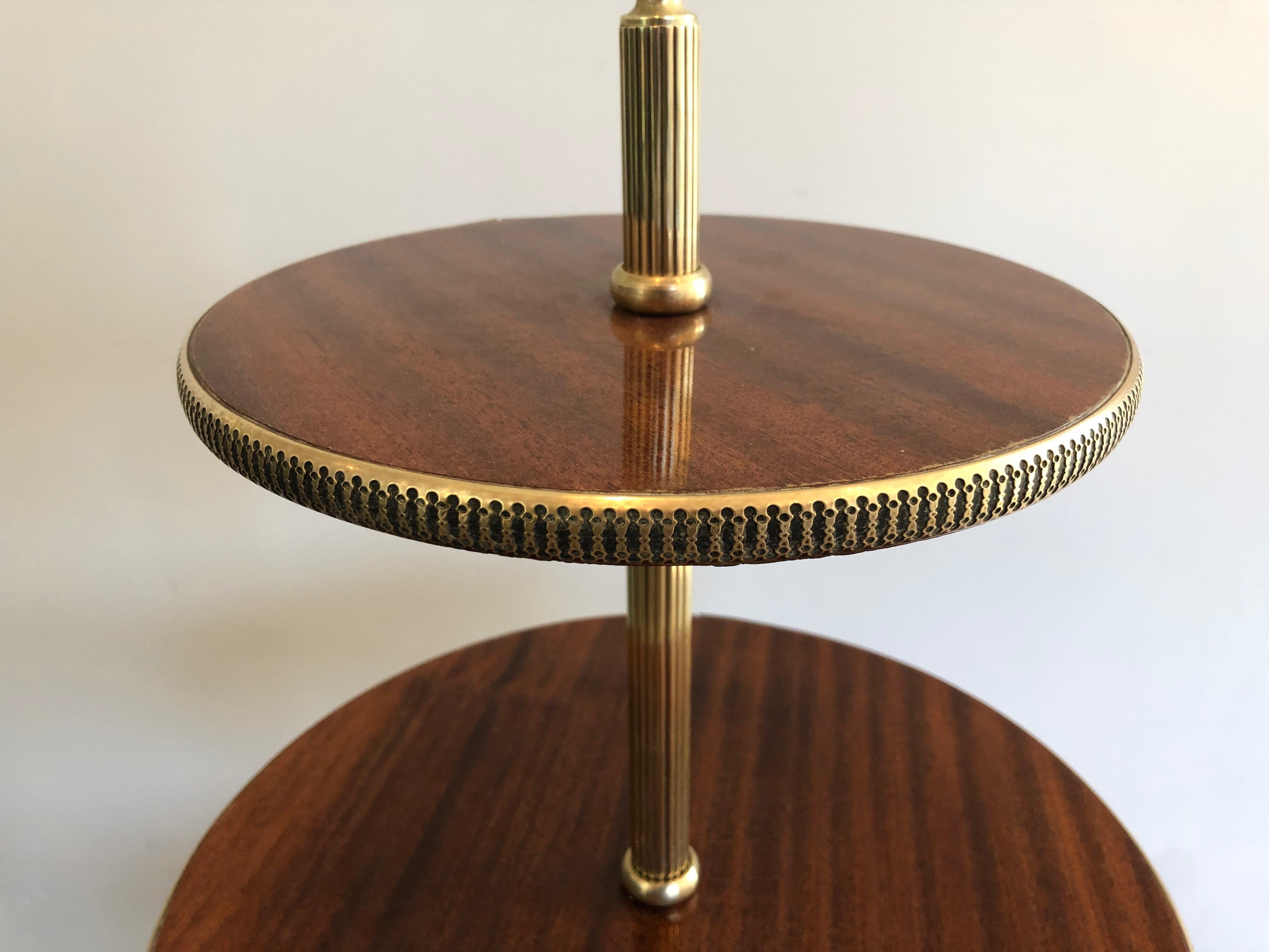 Neoclassical Style 3 Tiers Mahogany and Brass Round Table, French, Circa 1940 For Sale 11