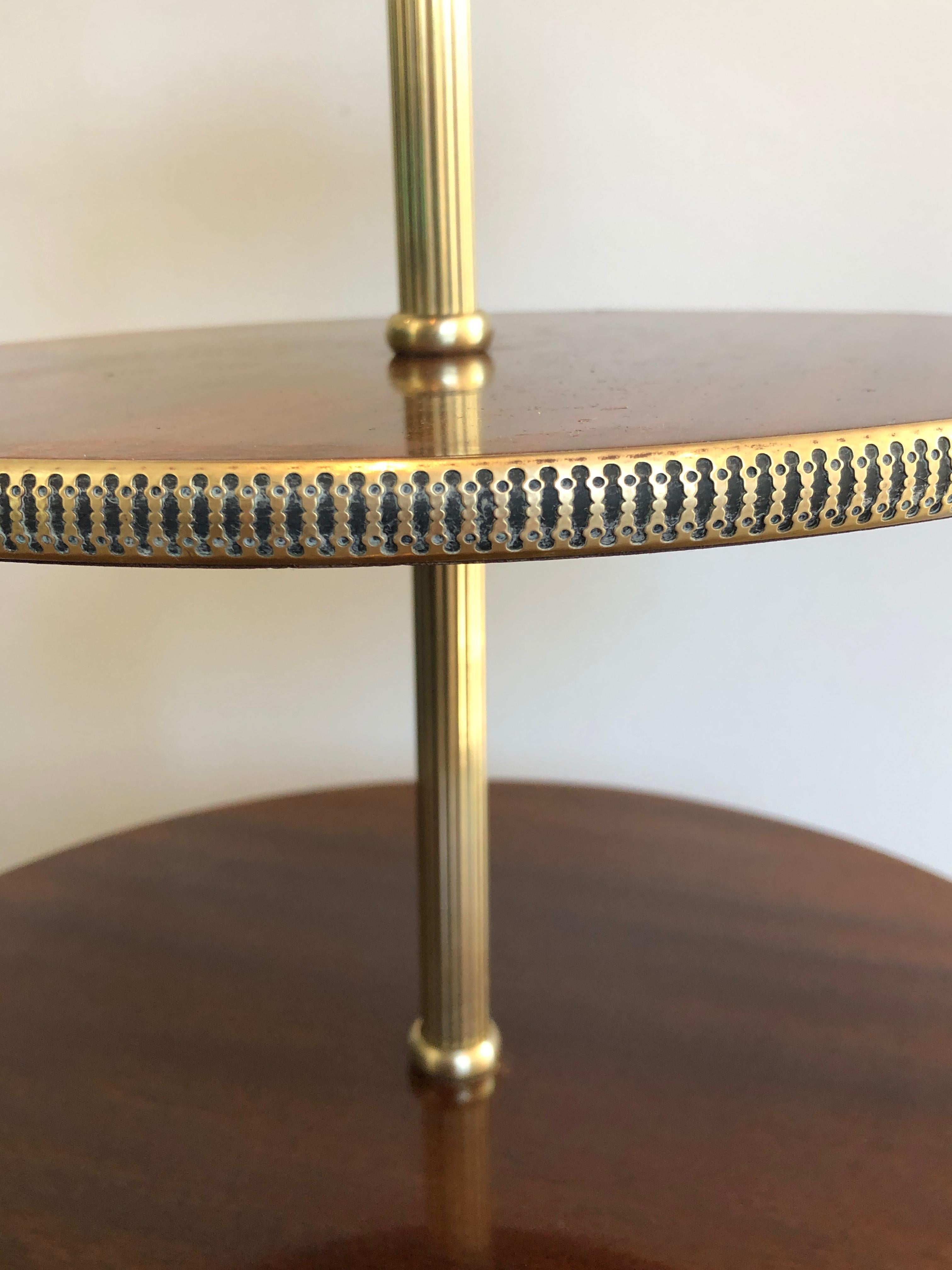 Neoclassical Style 3 Tiers Mahogany and Brass Round Table, French, Circa 1940 For Sale 12